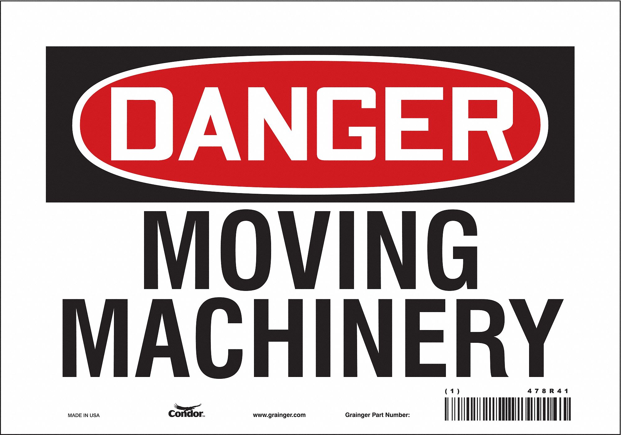 Safety Sign: Vinyl, Adhesive Sign Mounting, 7 in x 10 in Nominal Sign Size, Not Retroreflective