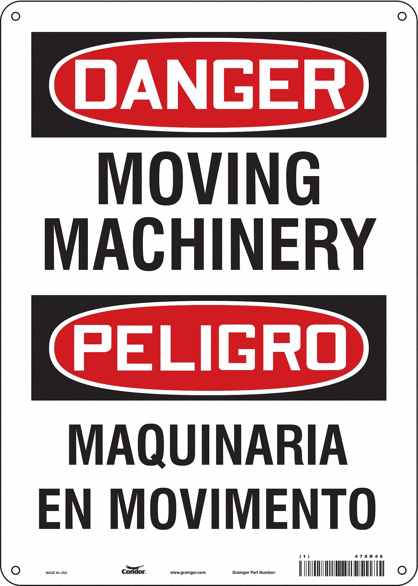 Safety Sign: Polyethylene, Mounting Holes Sign Mounting, 14 in x 10 in Nominal Sign Size, Wall