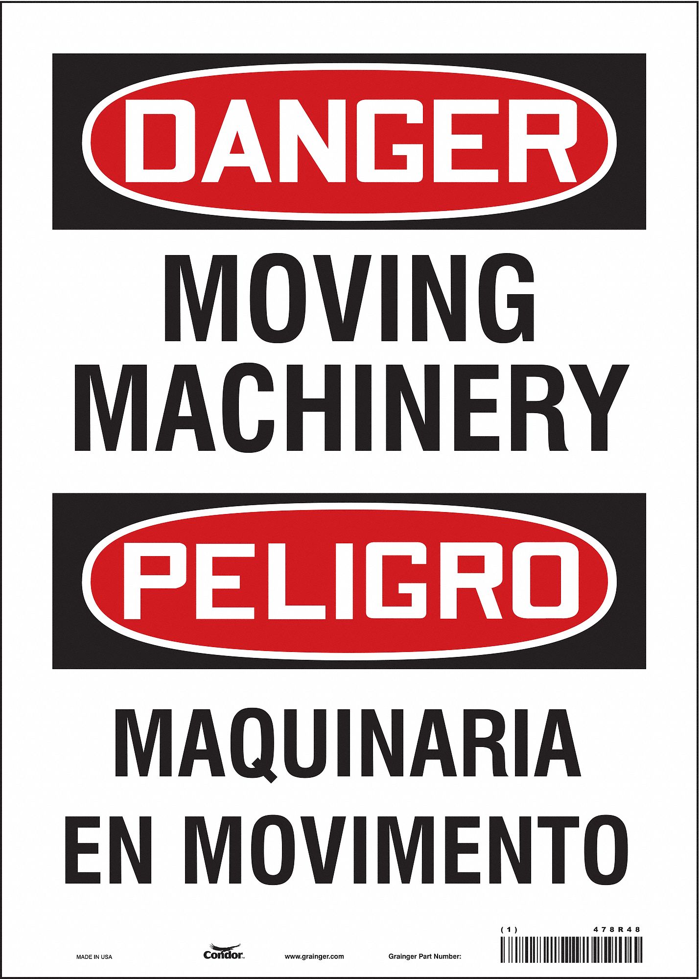Safety Sign: Vinyl, Adhesive Sign Mounting, 14 in x 10 in Nominal Sign Size, Not Retroreflective