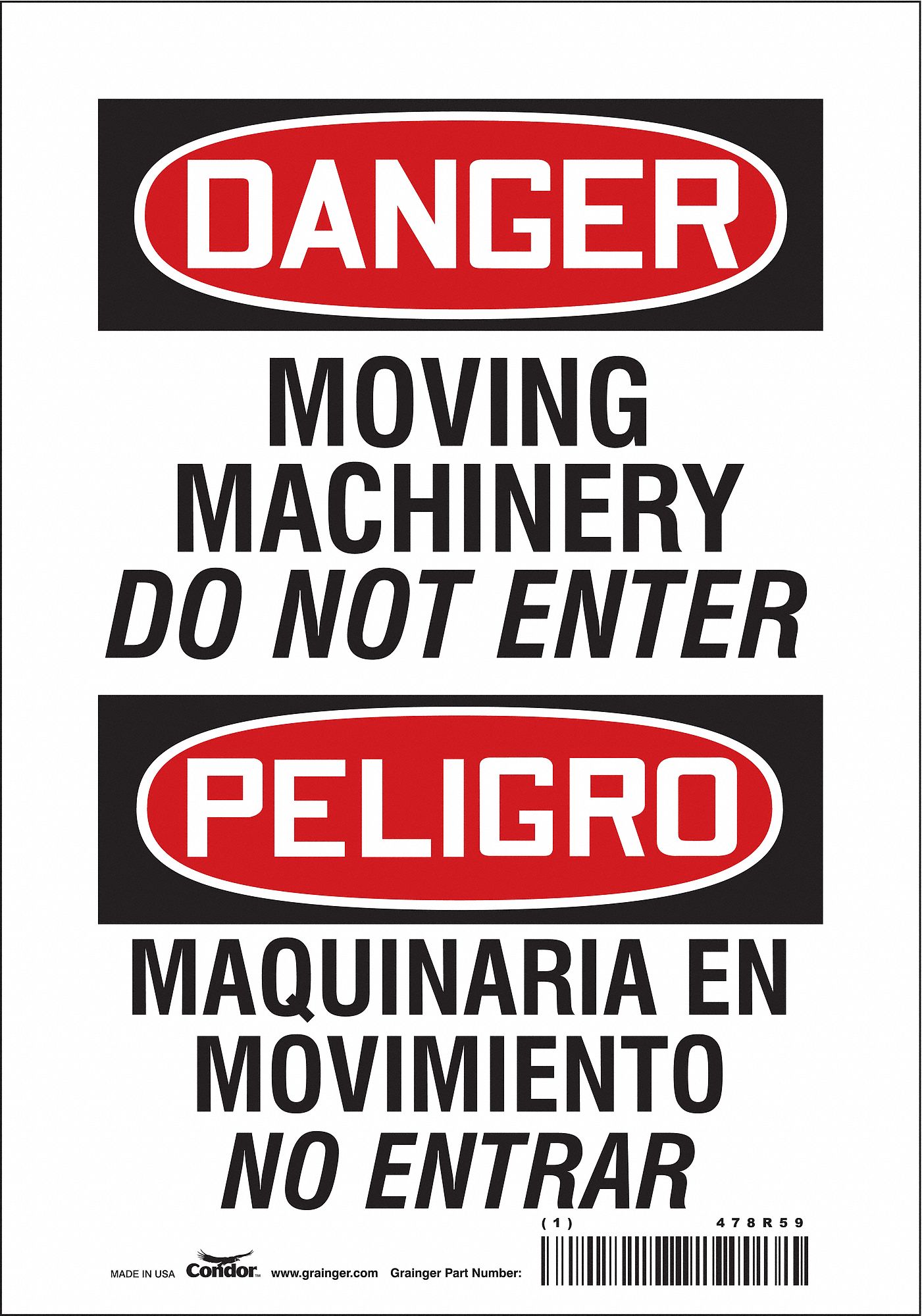 Safety Sign: Vinyl, Adhesive Sign Mounting, 10 in x 7 in Nominal Sign Size, Not Retroreflective