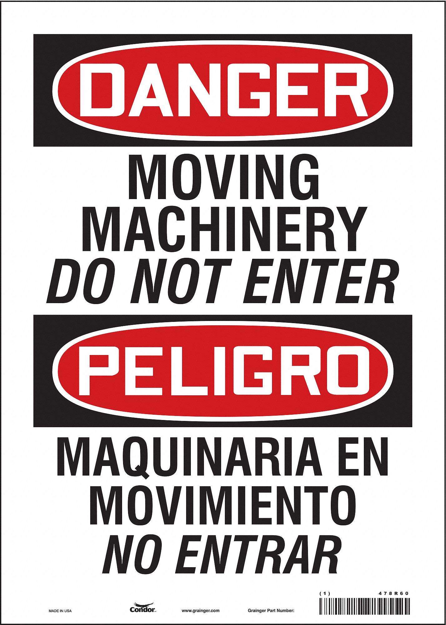 Safety Sign: Vinyl, Adhesive Sign Mounting, 14 in x 10 in Nominal Sign Size, Not Retroreflective