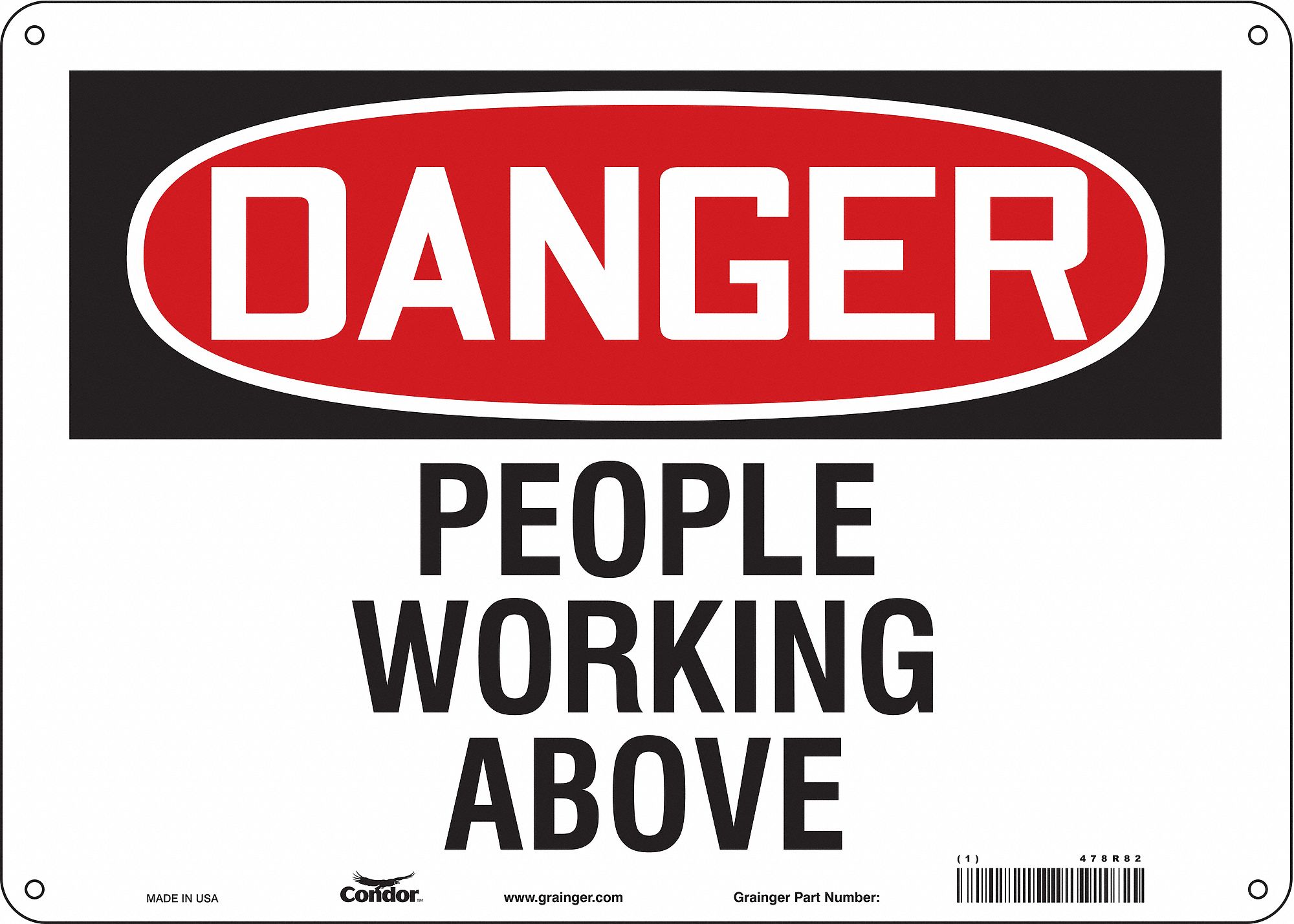 Safety Sign: Polyethylene, Mounting Holes Sign Mounting, 10 in x 14 in Nominal Sign Size, Danger
