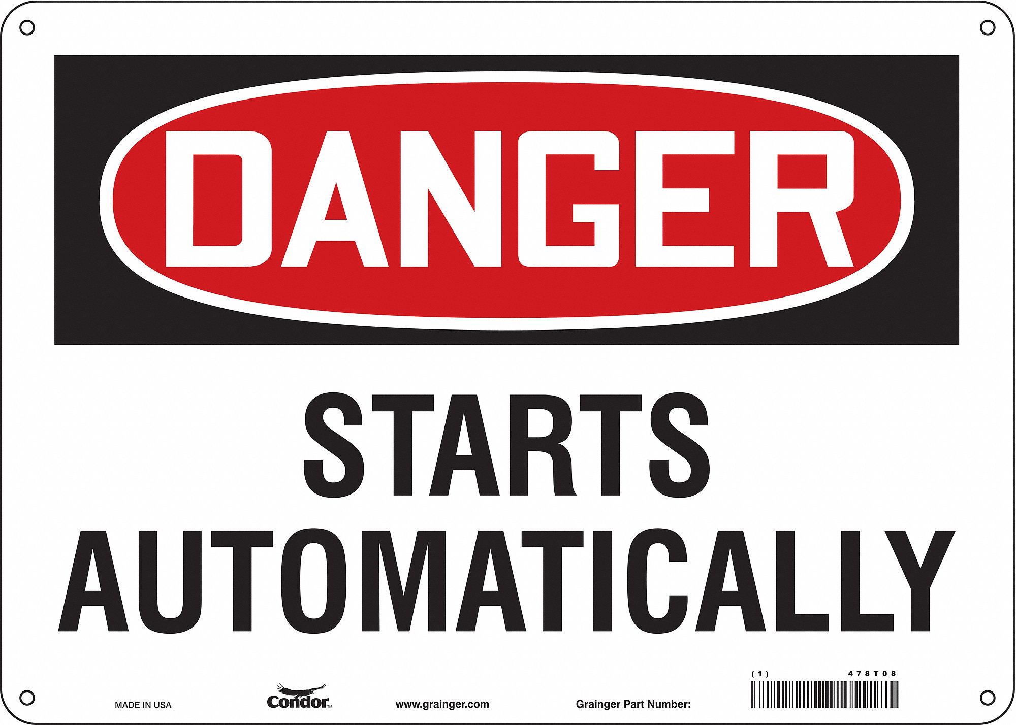 Safety Sign: Aluminum, Mounting Holes Sign Mounting, 10 in x 14 in Nominal Sign Size, 0.032 in Thick