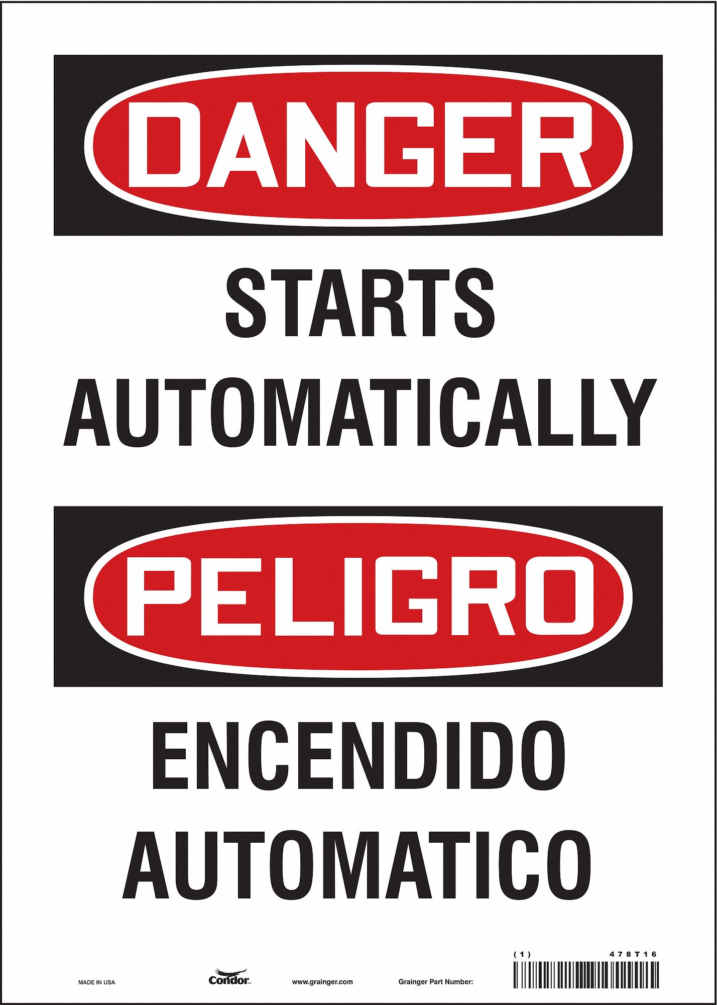 Safety Sign: Vinyl, Adhesive Sign Mounting, 14 in x 10 in Nominal Sign Size, Not Retroreflective