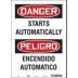 Danger/Peligro: Starts Automatically/Encendido Automatico Signs