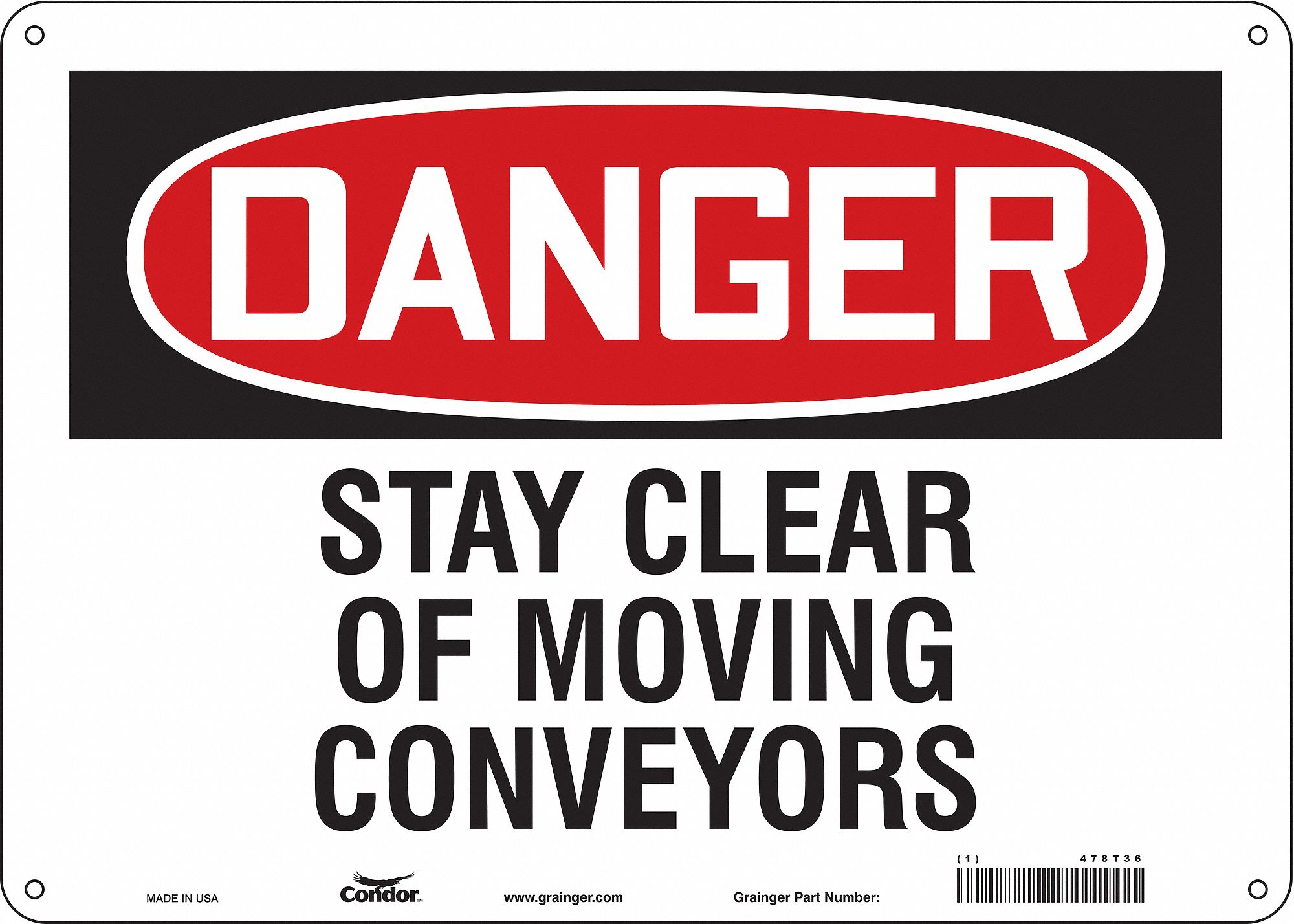 Safety Sign: Aluminum, Mounting Holes Sign Mounting, 10 in x 14 in Nominal Sign Size, 0.032 in Thick