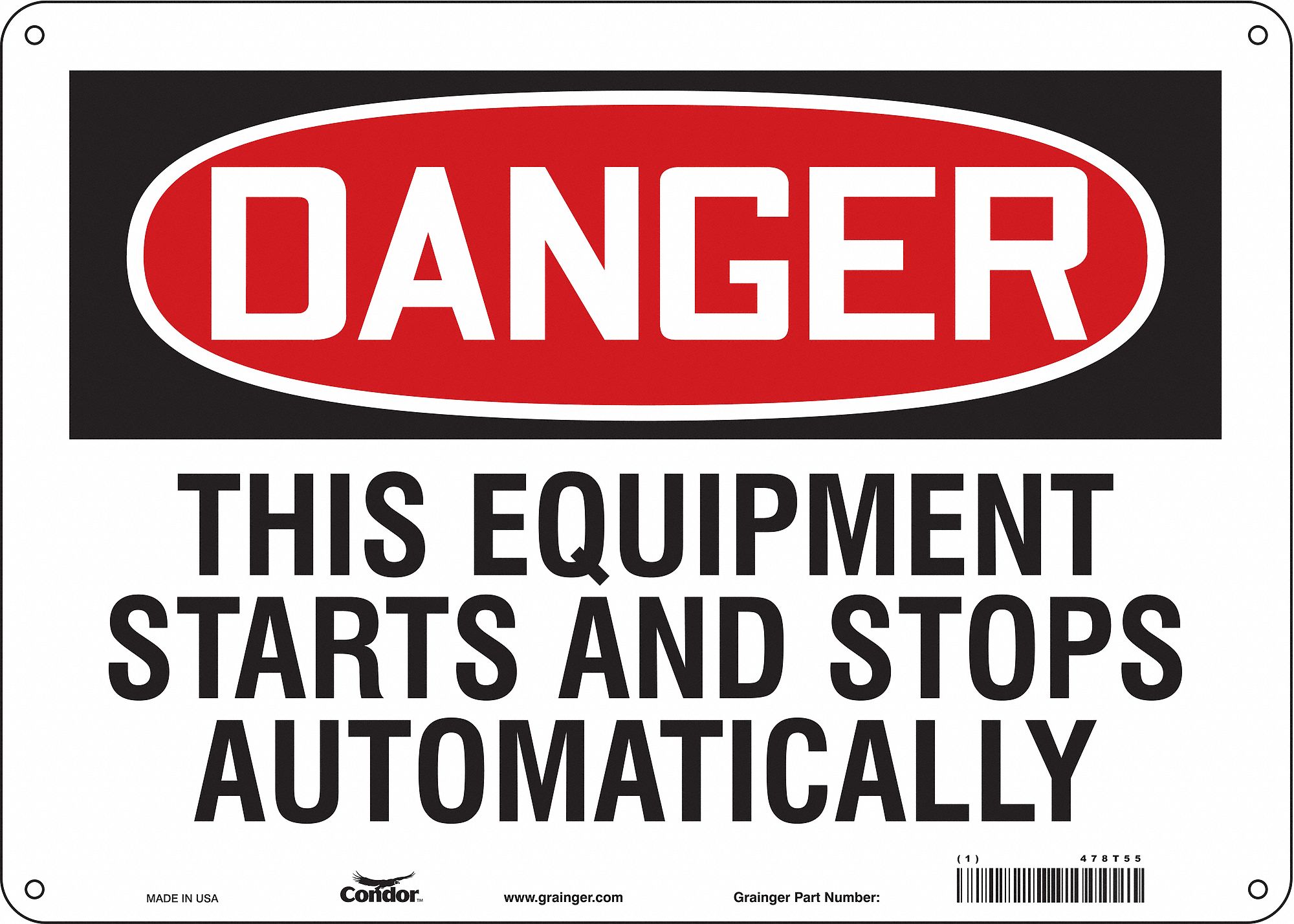 Safety Sign: Aluminum, Mounting Holes Sign Mounting, 10 in x 14 in Nominal Sign Size, 0.032 in Thick