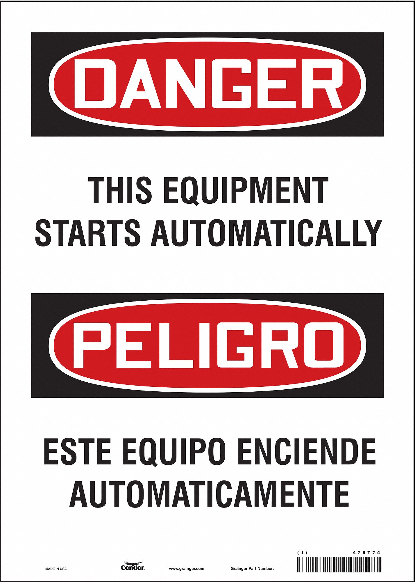Safety Sign: Vinyl, Adhesive Sign Mounting, 14 in x 10 in Nominal Sign Size, Not Retroreflective