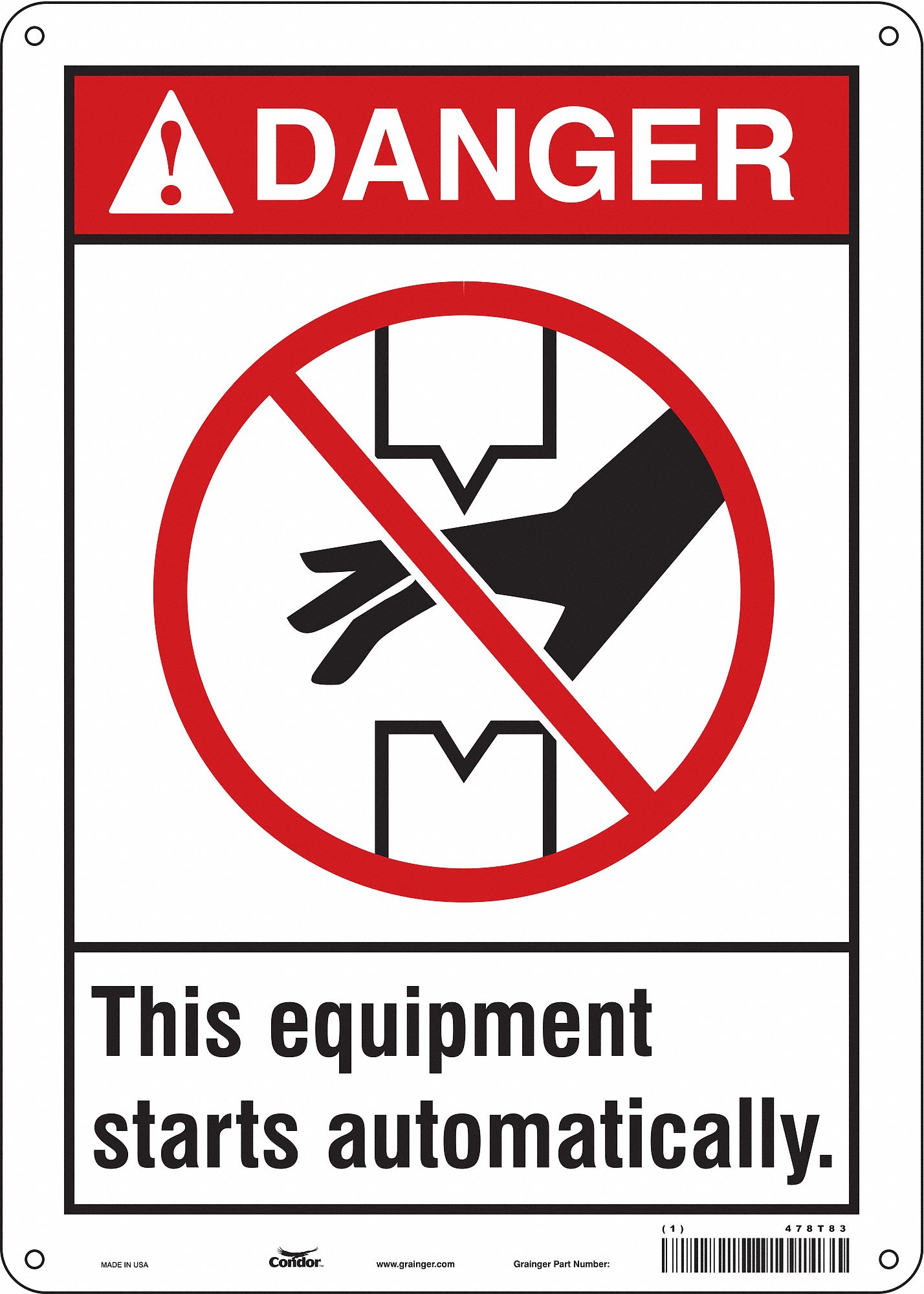 Safety Sign: Aluminum, Mounting Holes Sign Mounting, 14 in x 10 in Nominal Sign Size, 0.032 in Thick