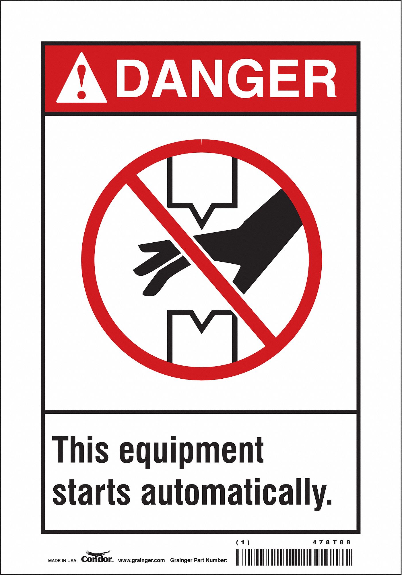 Safety Sign: Vinyl, Adhesive Sign Mounting, 10 in x 7 in Nominal Sign Size, Not Retroreflective