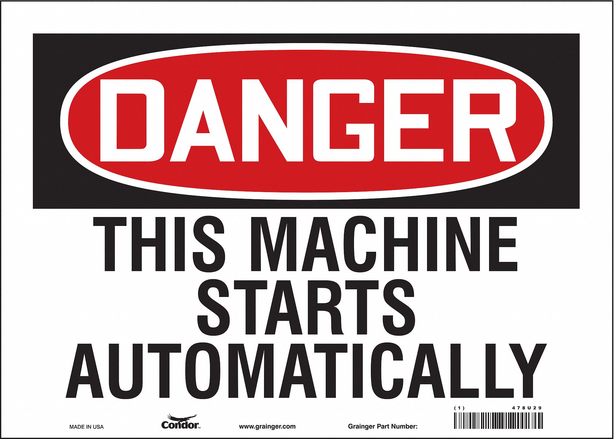 Safety Sign, 10 in x 14 in, Vinyl