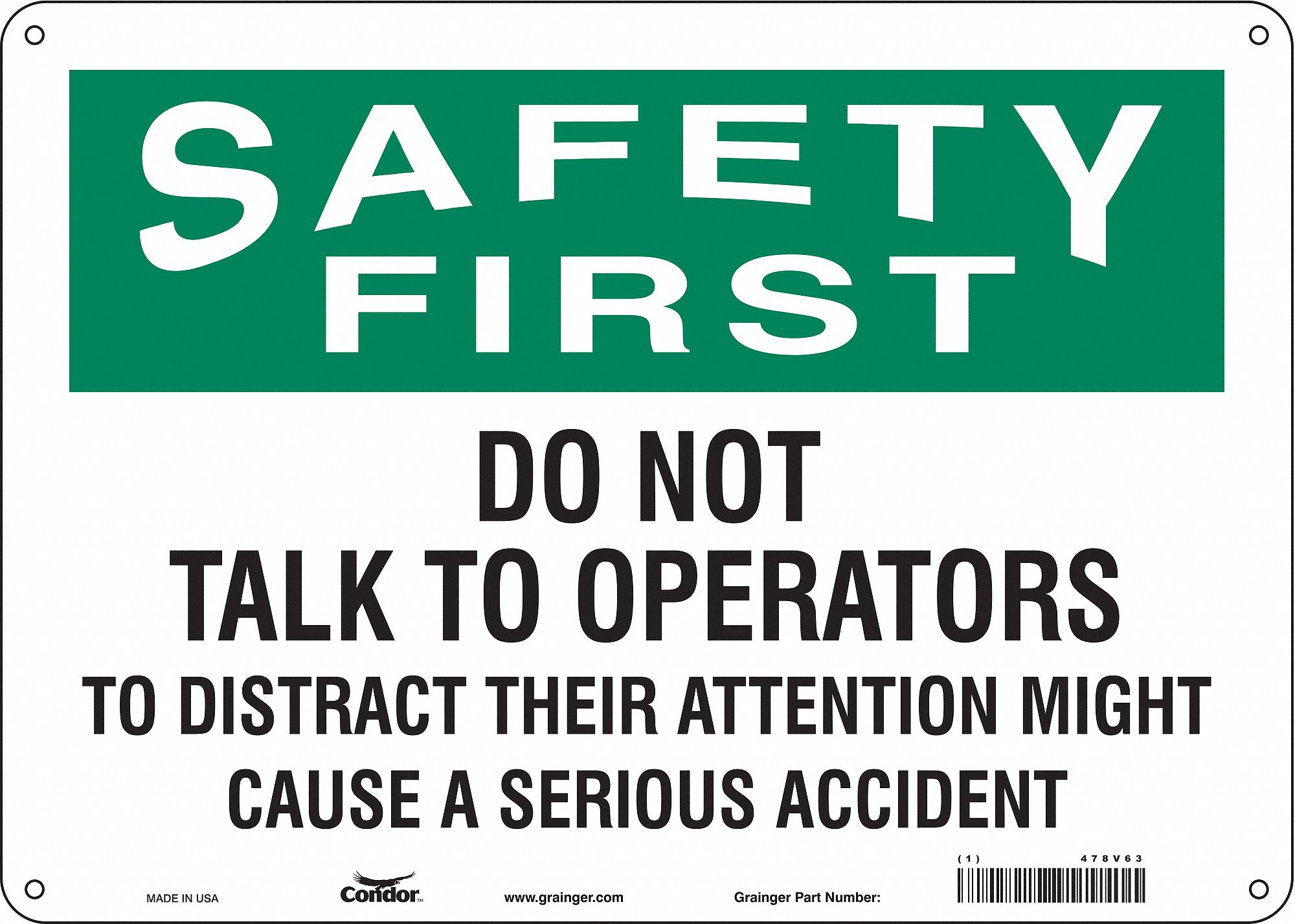 Safety Sign: Aluminum, Mounting Holes Sign Mounting, 10 in x 14 in Nominal Sign Size, 0.032 in Thick