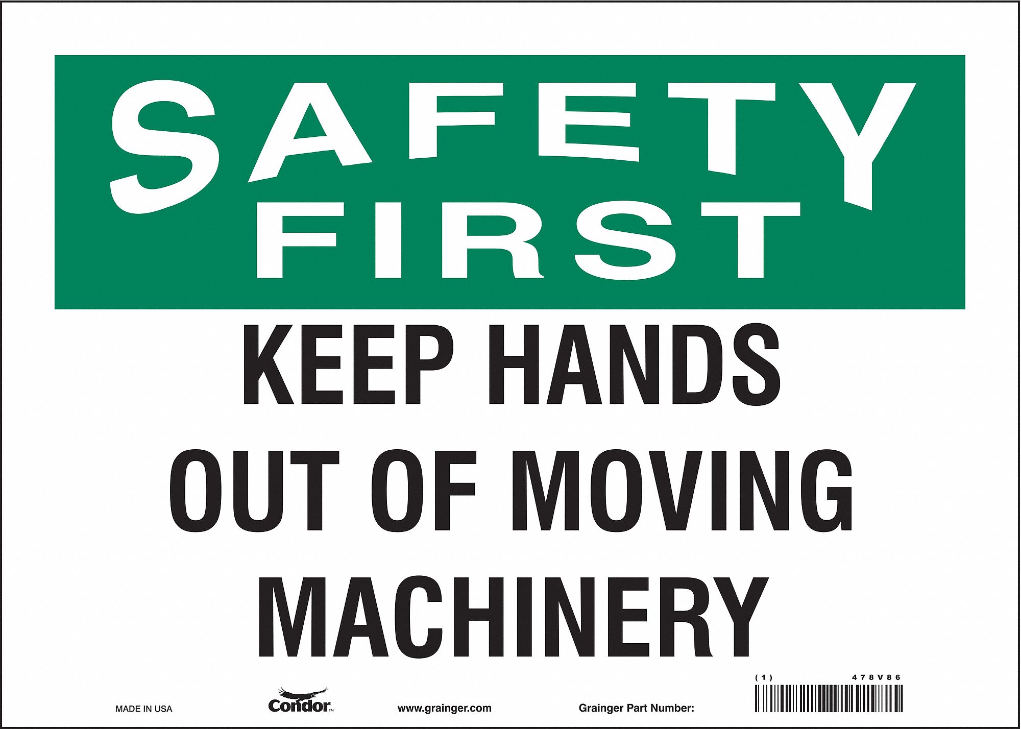 Safety Sign: Vinyl, Adhesive Sign Mounting, 10 in x 14 in Nominal Sign Size, Not Retroreflective