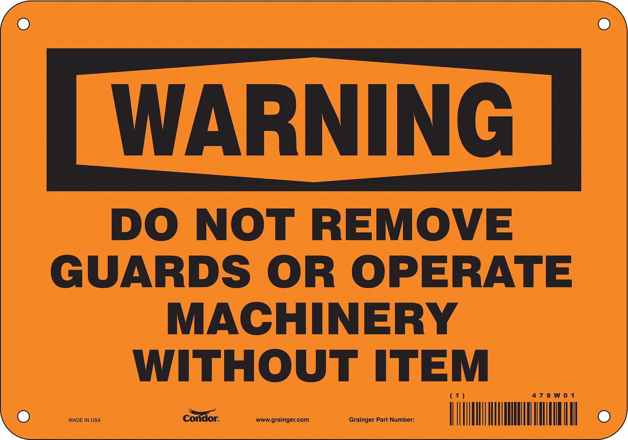 Safety Sign, 7 in x 10 in, Aluminum
