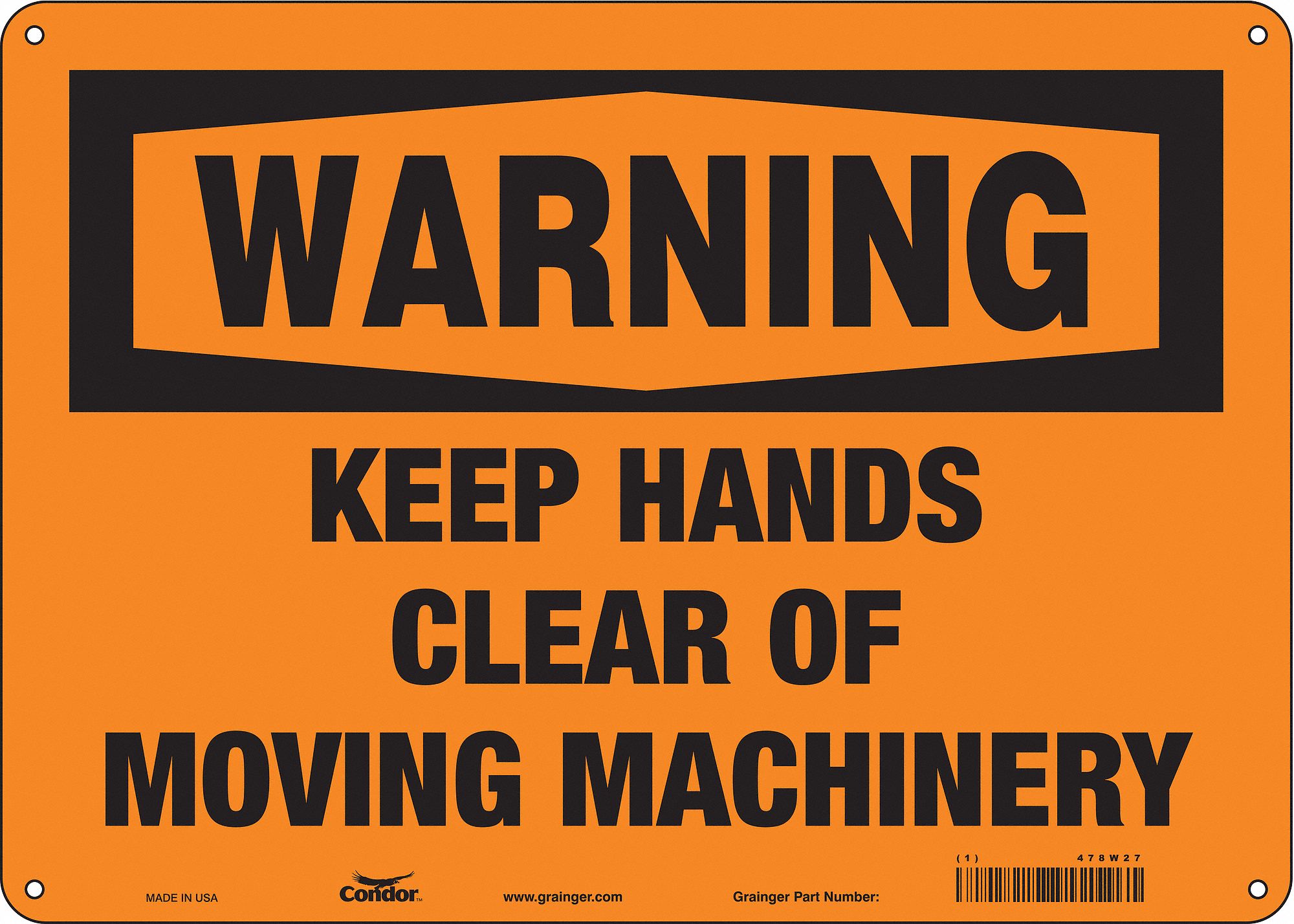 Safety Sign: Aluminum, Mounting Holes Sign Mounting, 10 in x 14 in Nominal Sign Size, 0.032 in Thick