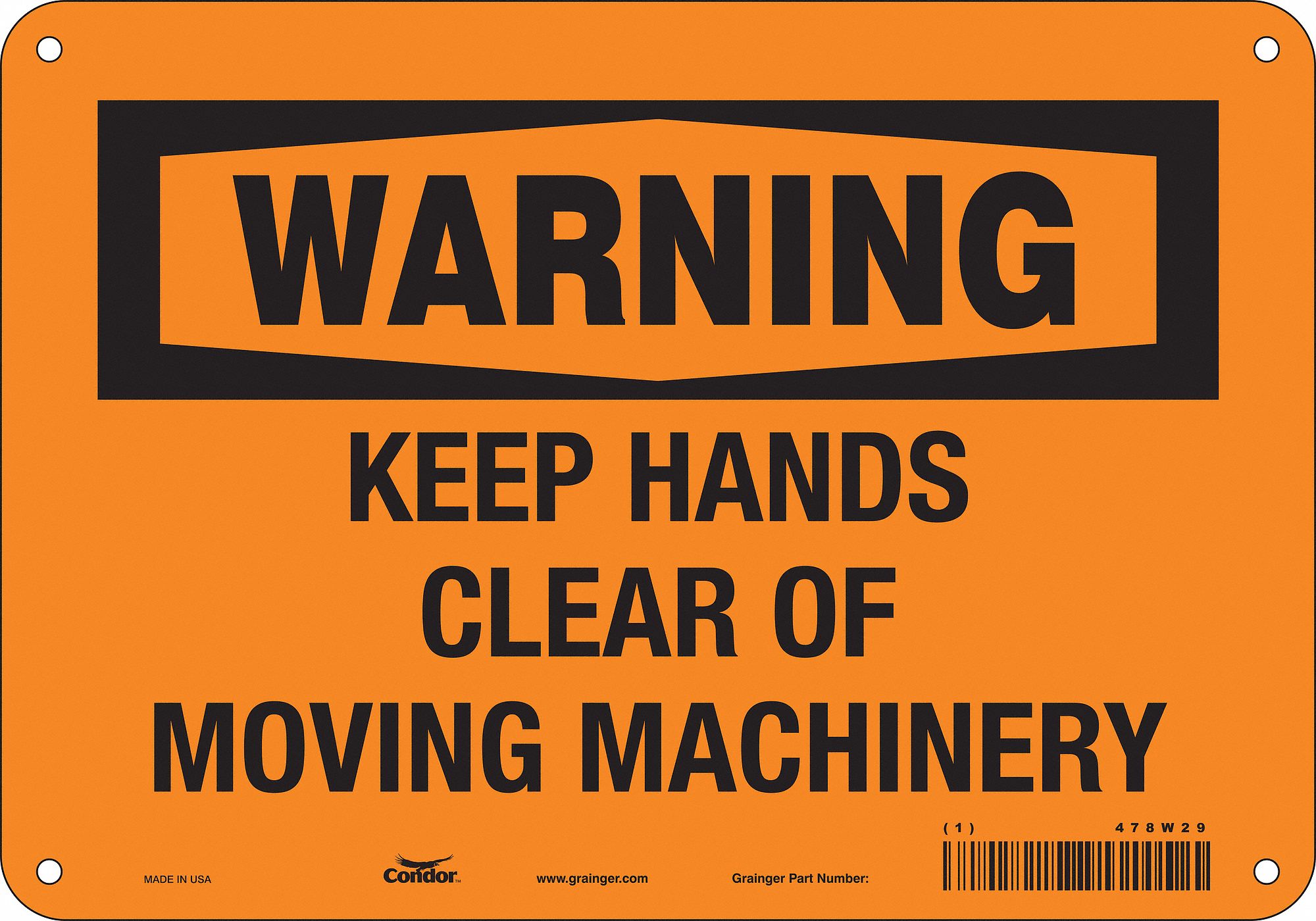 Safety Sign: Polyethylene, Mounting Holes Sign Mounting, 7 in x 10 in Nominal Sign Size, Warning