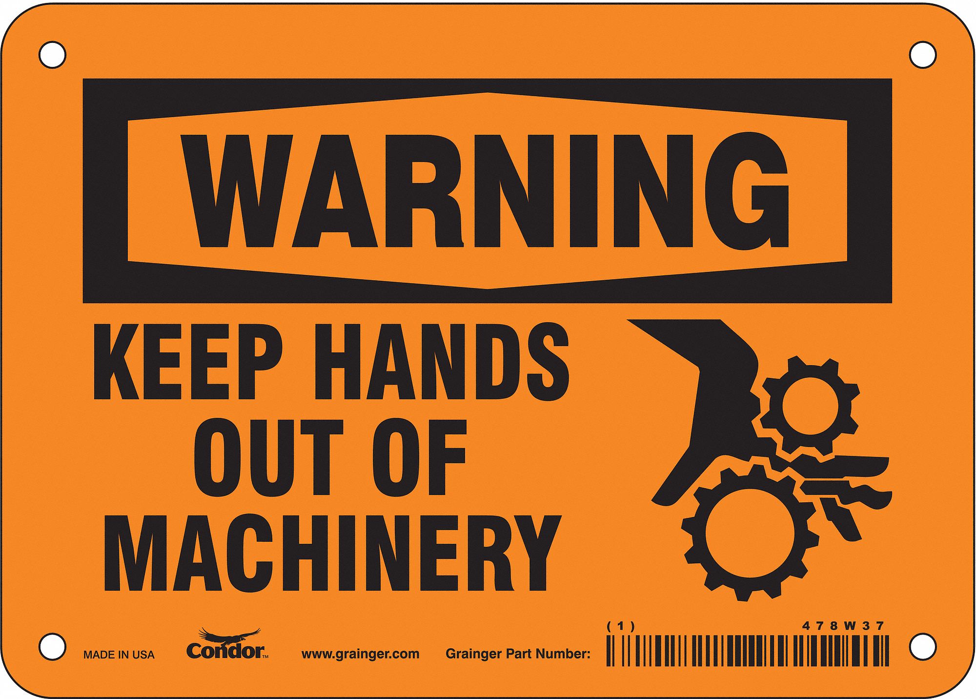 Safety Sign: Polyethylene, Mounting Holes Sign Mounting, 5 in x 7 in Nominal Sign Size