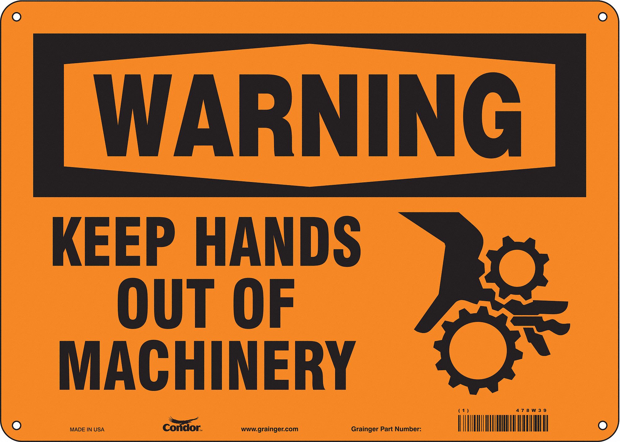 Safety Sign: Polyethylene, Mounting Holes Sign Mounting, 10 in x 14 in Nominal Sign Size, Warning