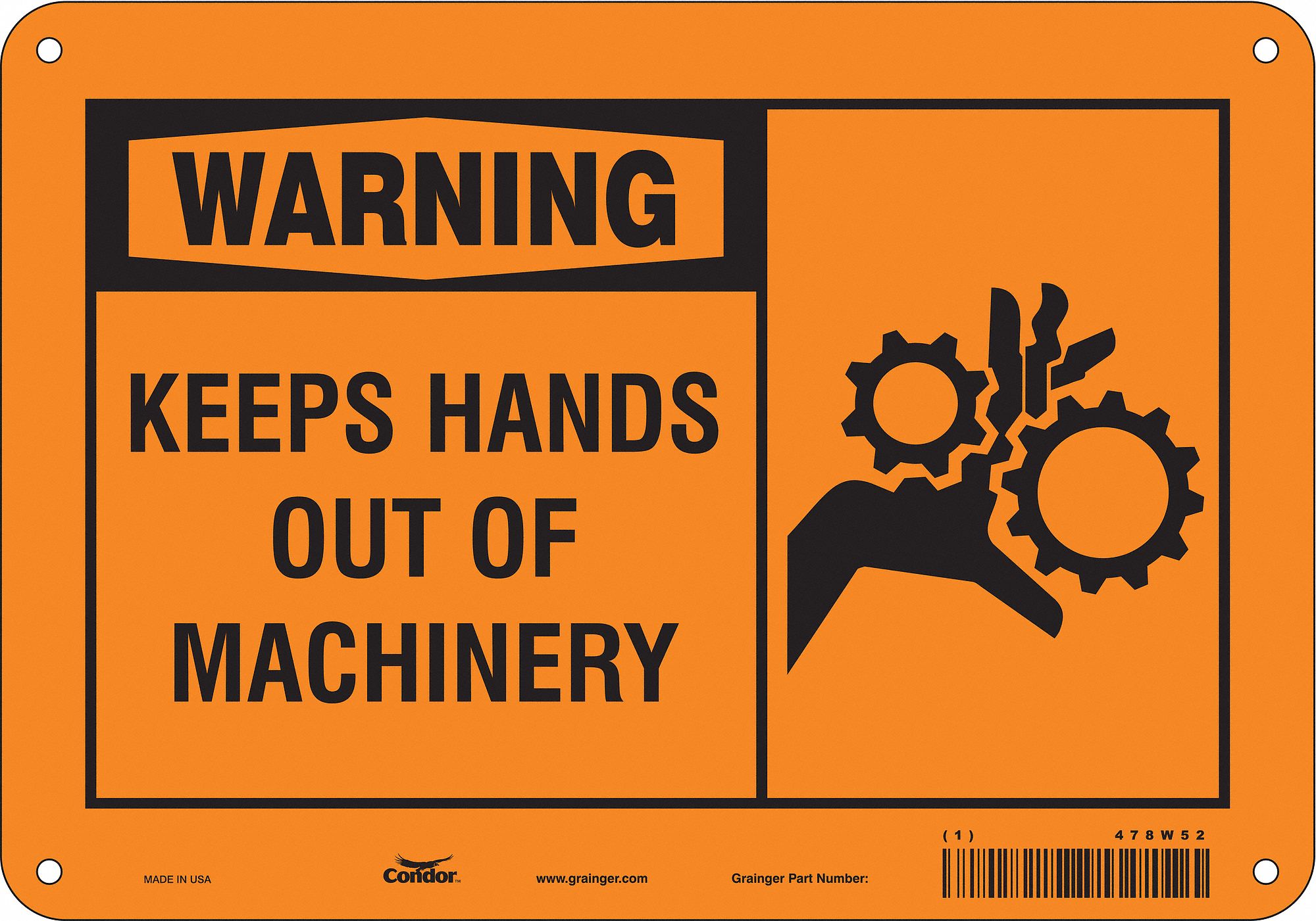 Safety Sign: Aluminum, Mounting Holes Sign Mounting, 7 in x 10 in Nominal Sign Size, 0.032 in Thick