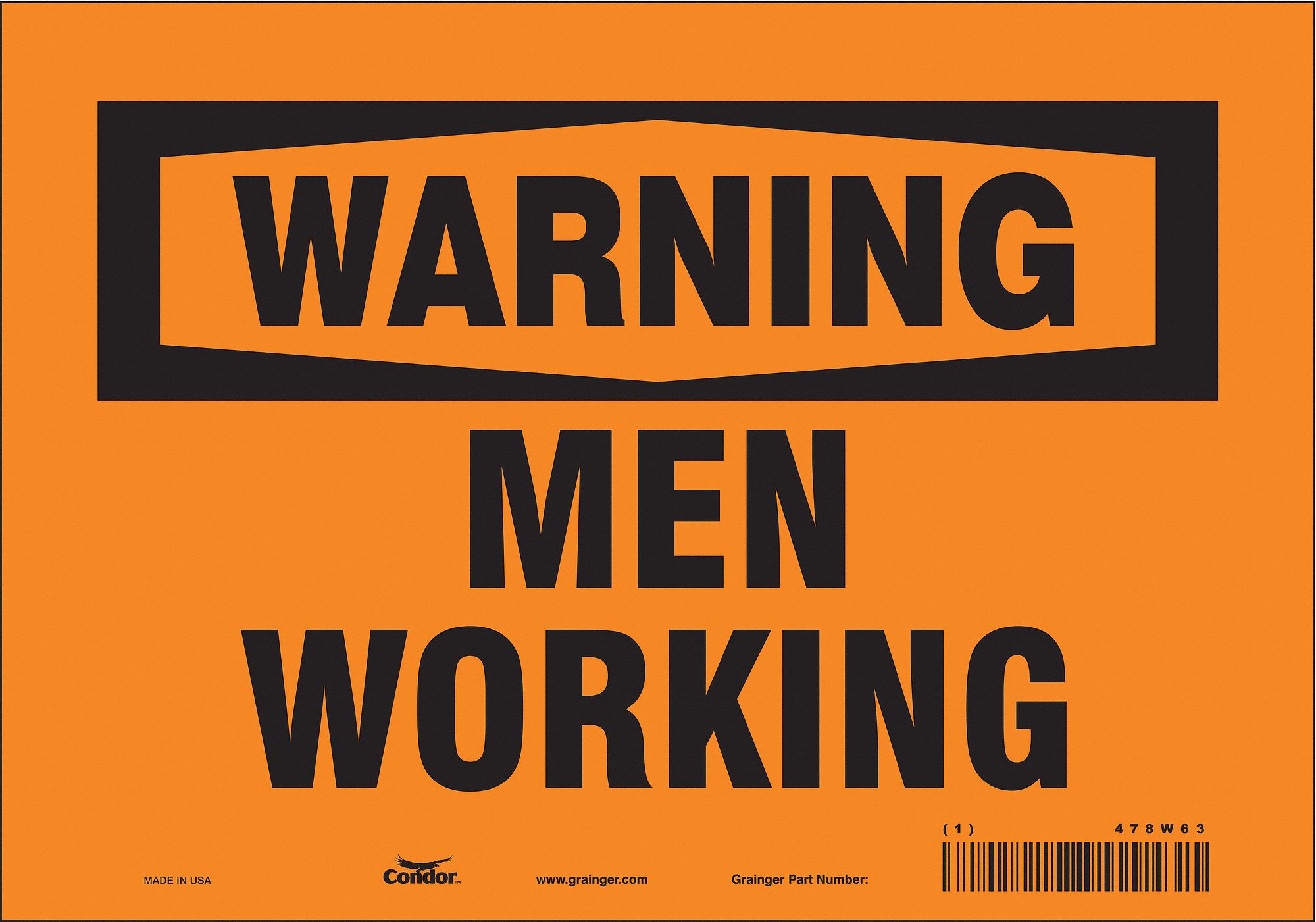 Safety Sign: Vinyl, Adhesive Sign Mounting, 7 in x 10 in Nominal Sign Size, Not Retroreflective