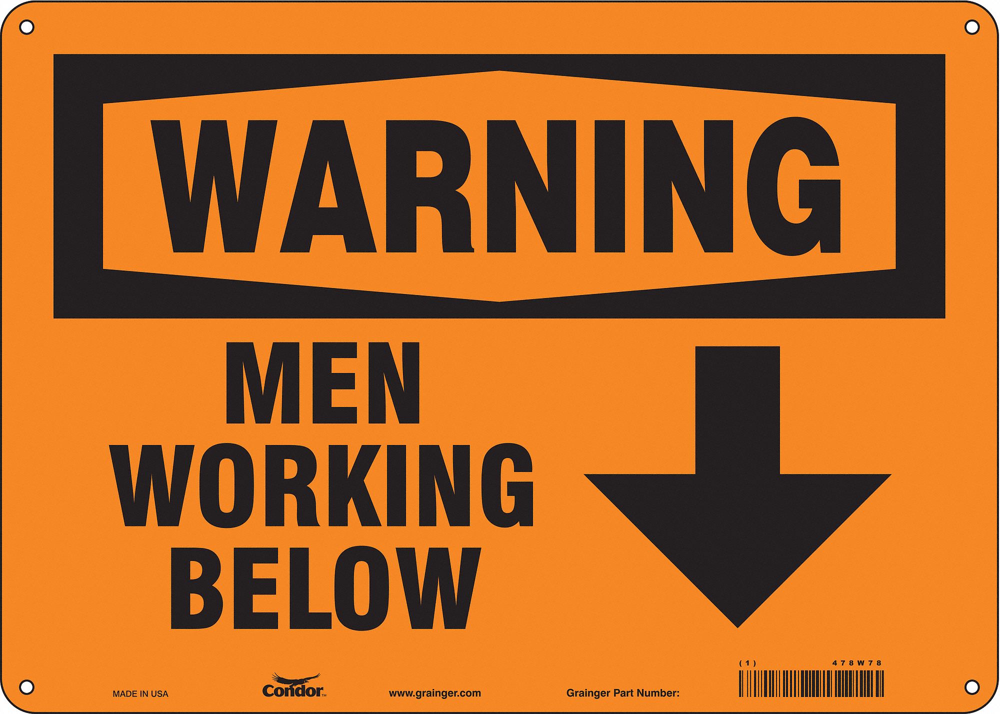 Safety Sign: Aluminum, Mounting Holes Sign Mounting, 10 in x 14 in Nominal Sign Size, 0.032 in Thick