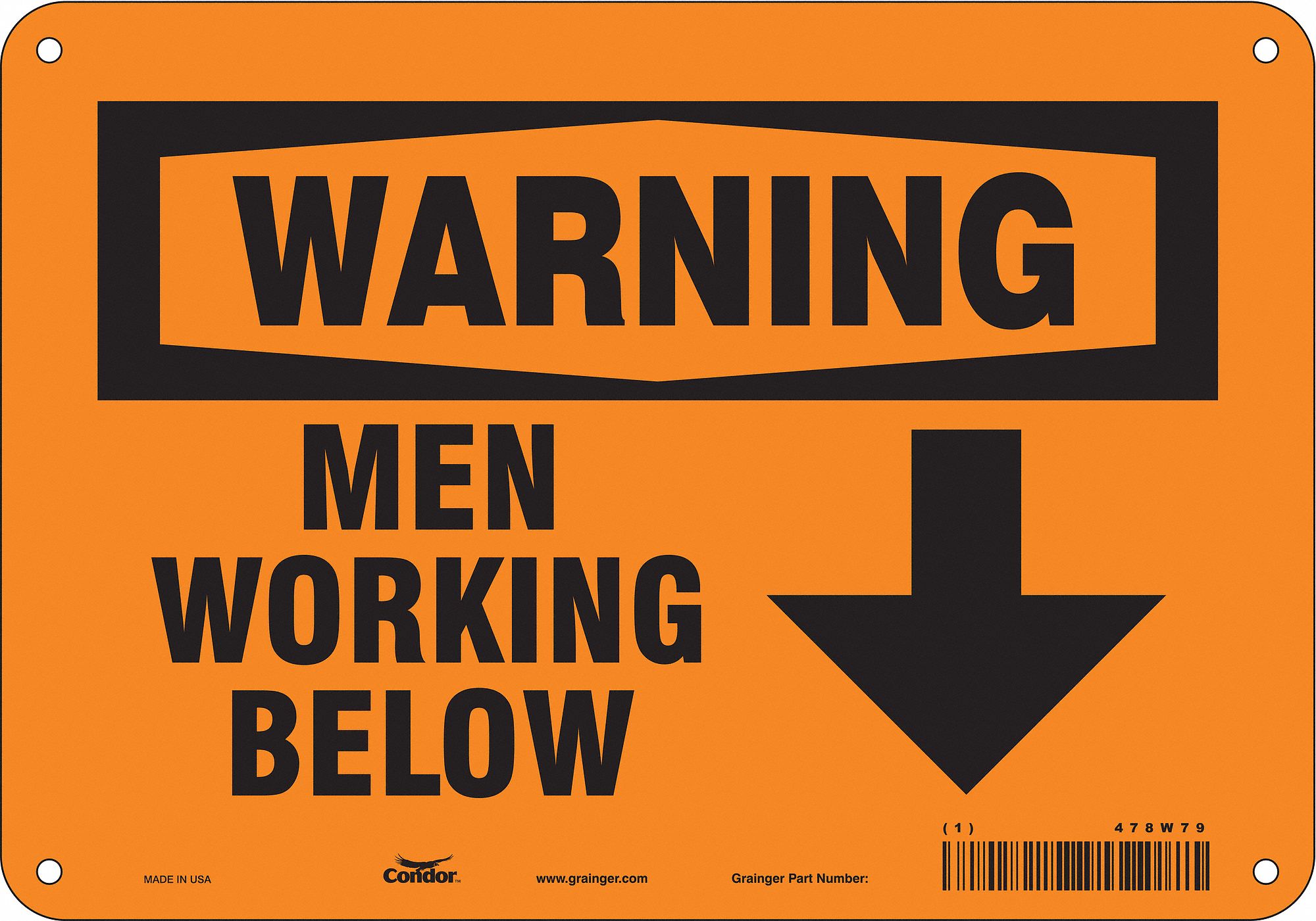 Safety Sign: Polyethylene, Mounting Holes Sign Mounting, 7 in x 10 in Nominal Sign Size, Warning