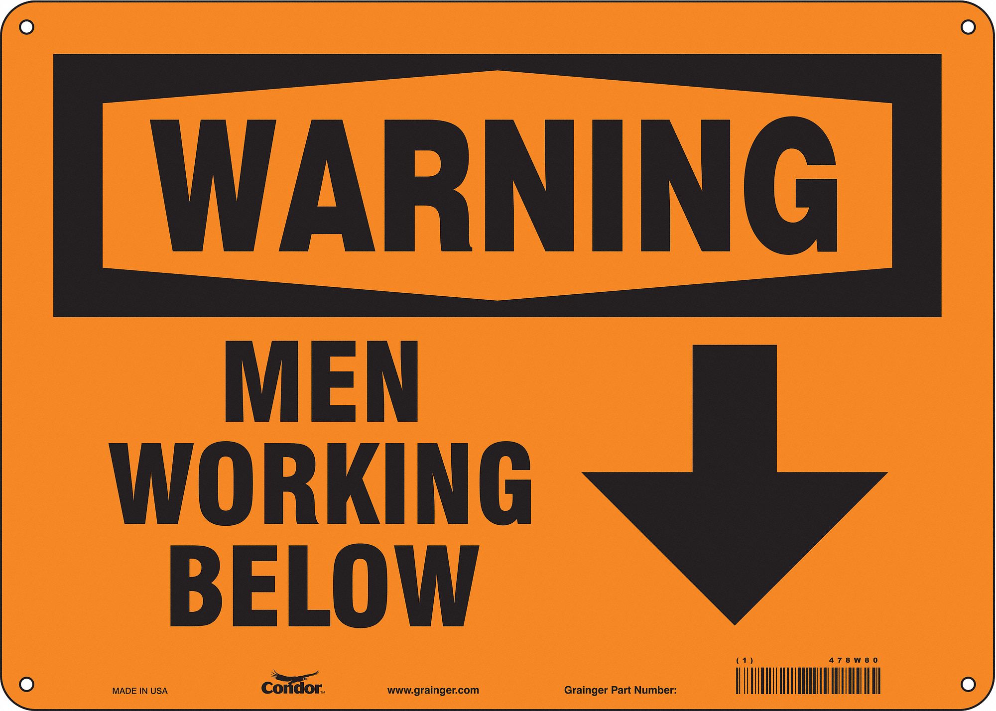 Safety Sign: Polyethylene, Mounting Holes Sign Mounting, 10 in x 14 in Nominal Sign Size, Warning