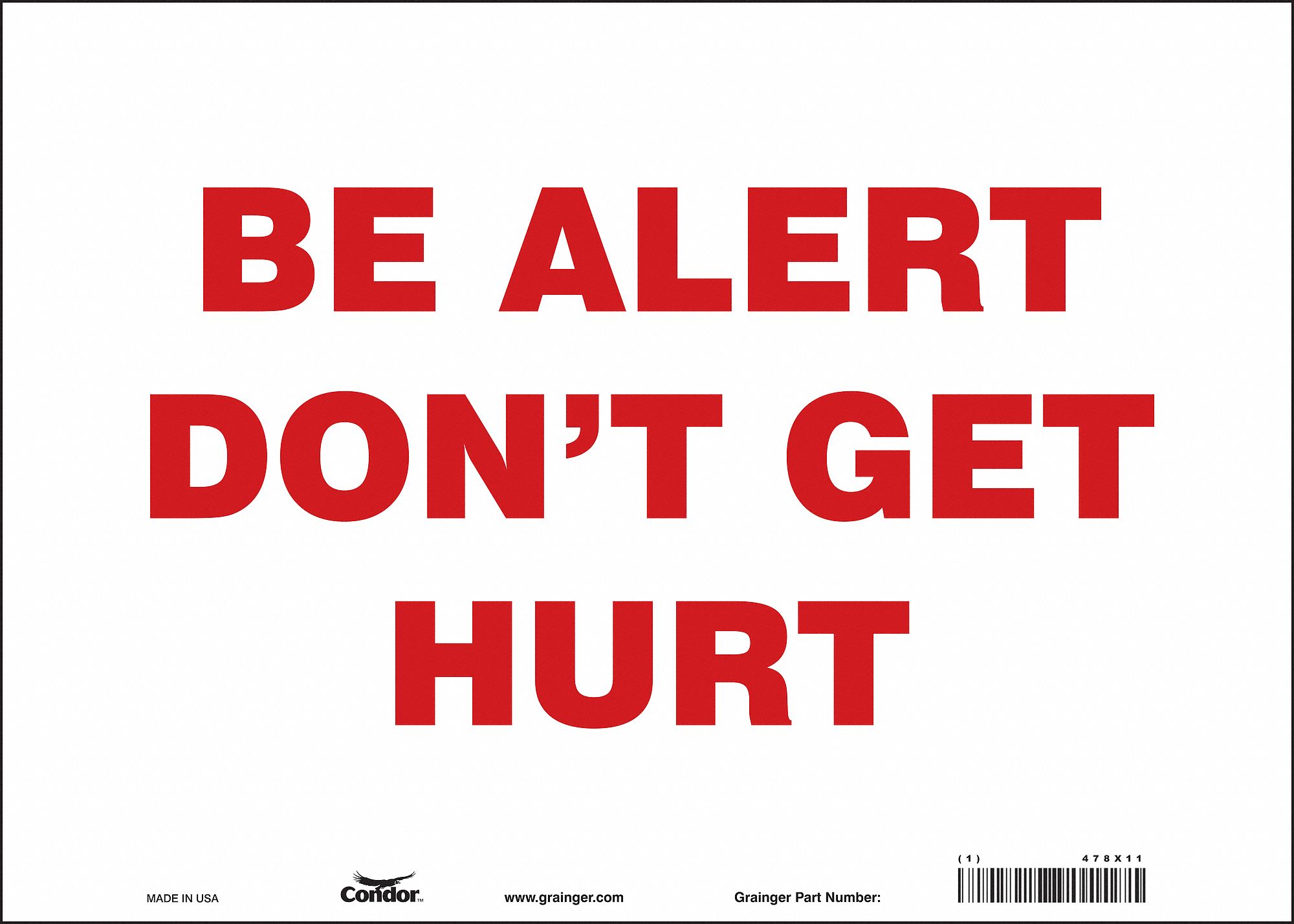 Safety Sign, 10 in x 14 in, Vinyl