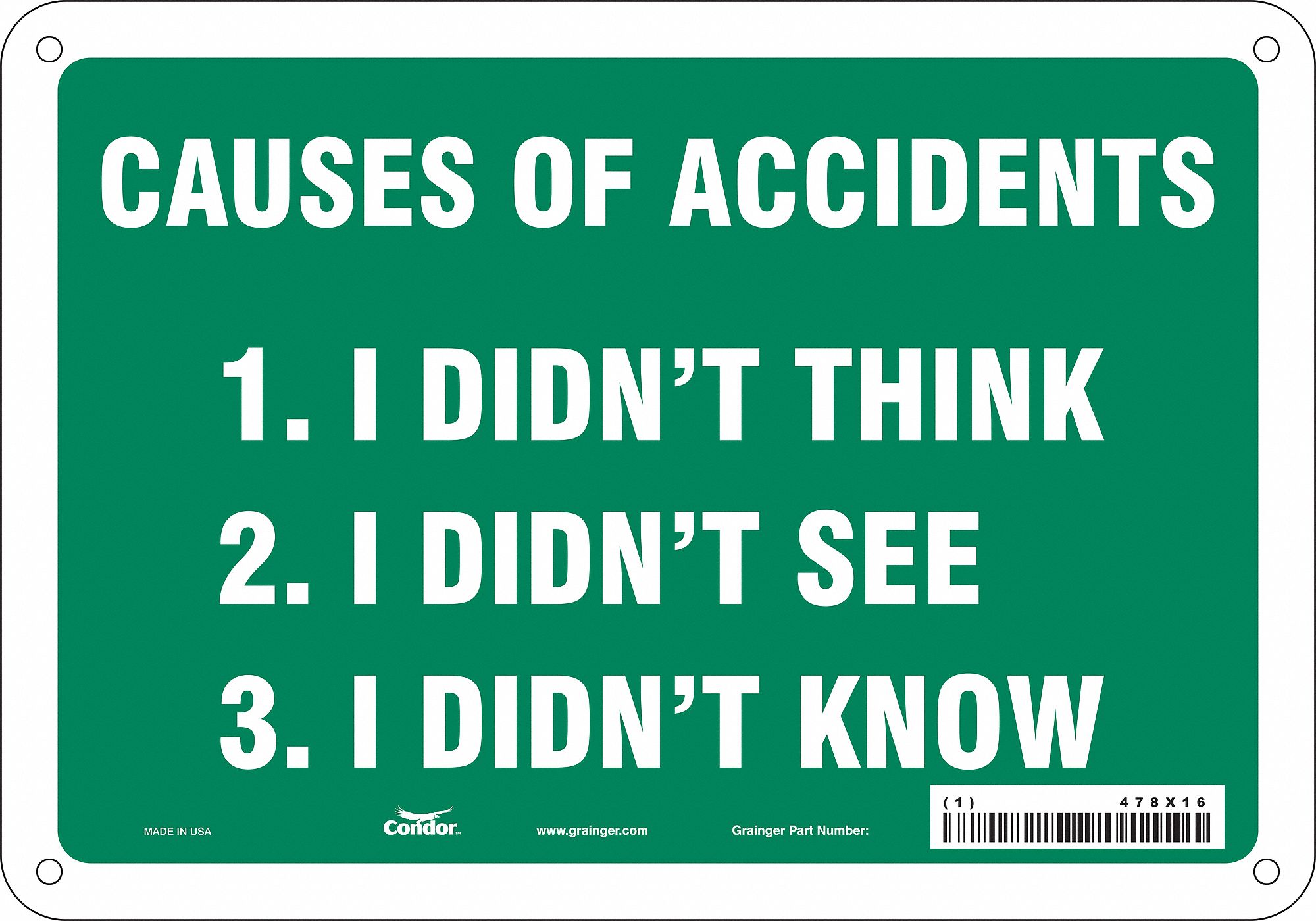 Safety Sign, 7 in x 10 in, Polyethylene