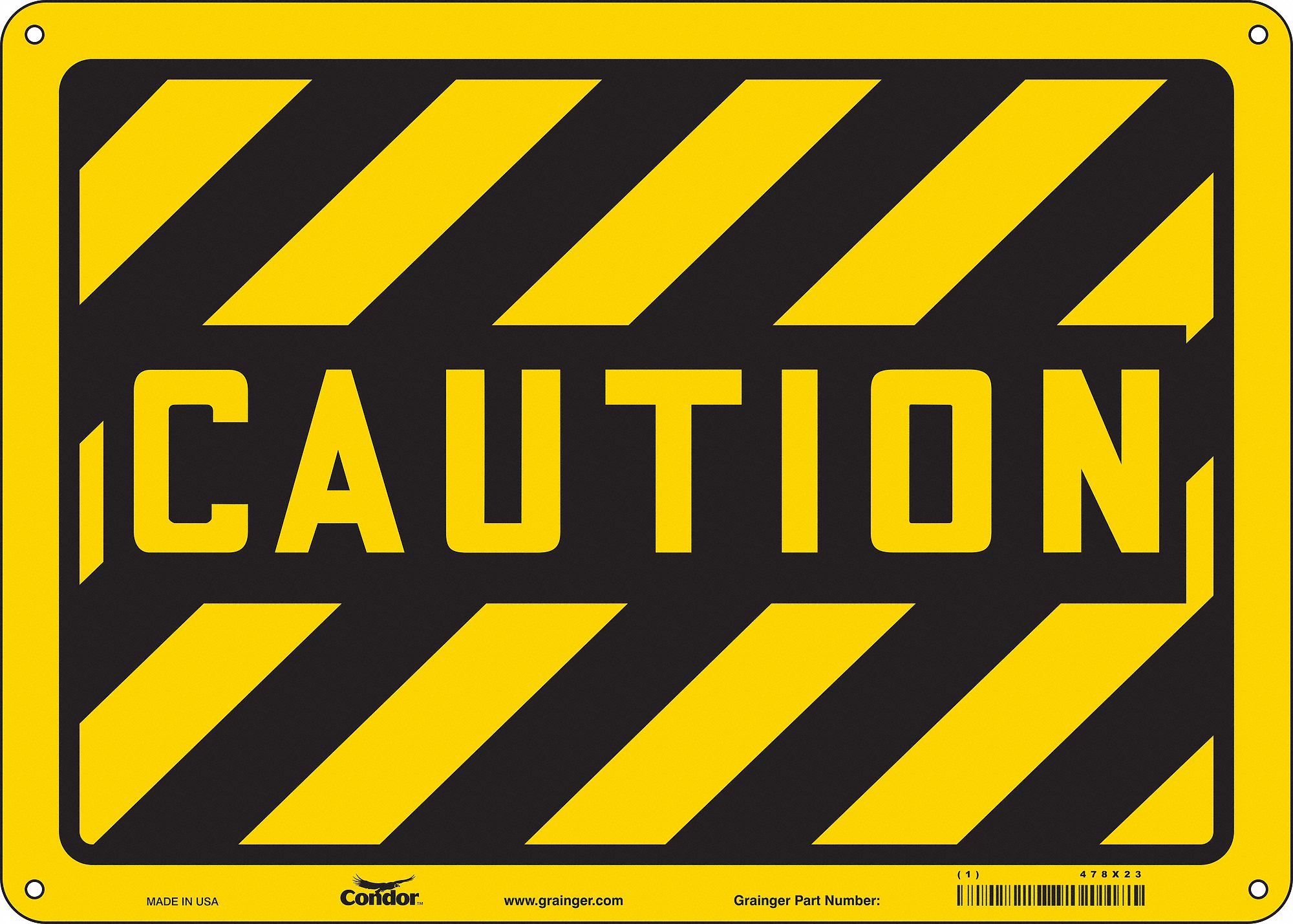 Safety Sign: Aluminum, Mounting Holes Sign Mounting, 10 in x 14 in Nominal Sign Size, 0.032 in Thick