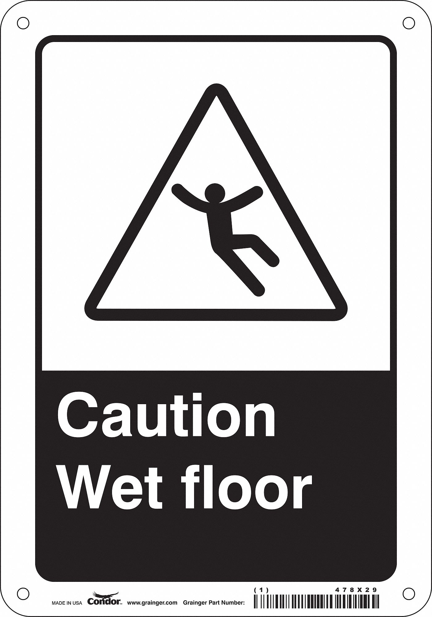 Safety Sign: Aluminum, Mounting Holes Sign Mounting, 10 in x 7 in Nominal Sign Size, 0.032 in Thick