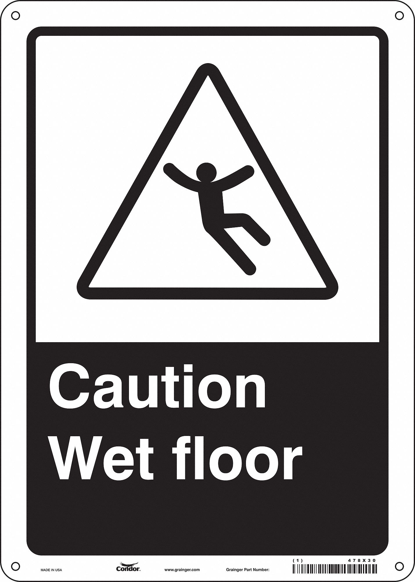 Safety Sign: Aluminum, Mounting Holes Sign Mounting, 14 in x 10 in Nominal Sign Size, 0.032 in Thick