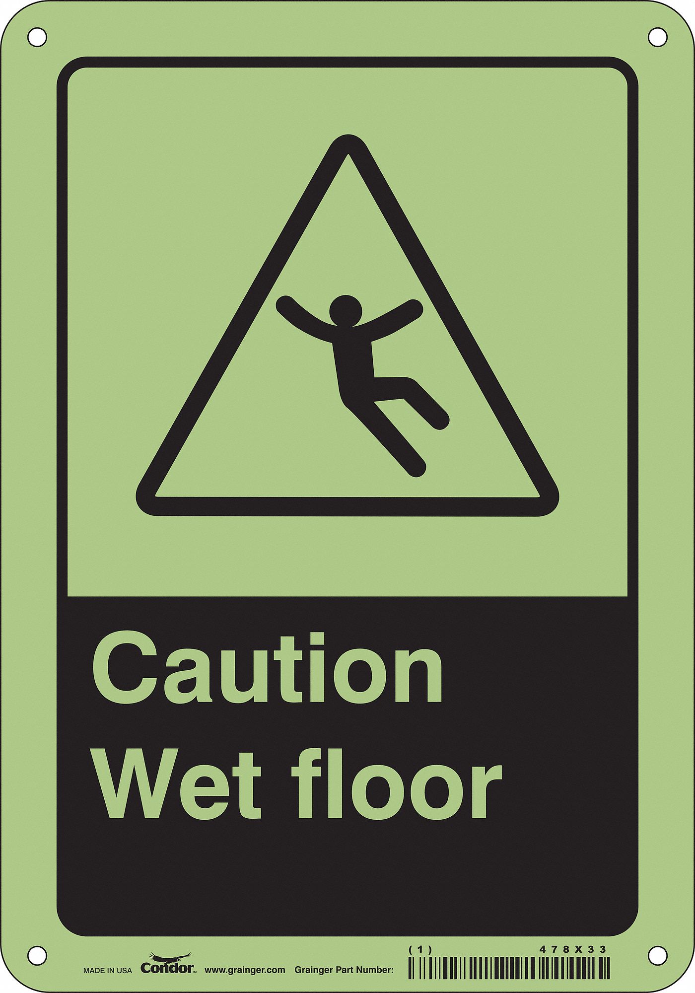 Safety Sign: Polyethylene, Mounting Holes Sign Mounting, 10 in x 7 in Nominal Sign Size, No Header
