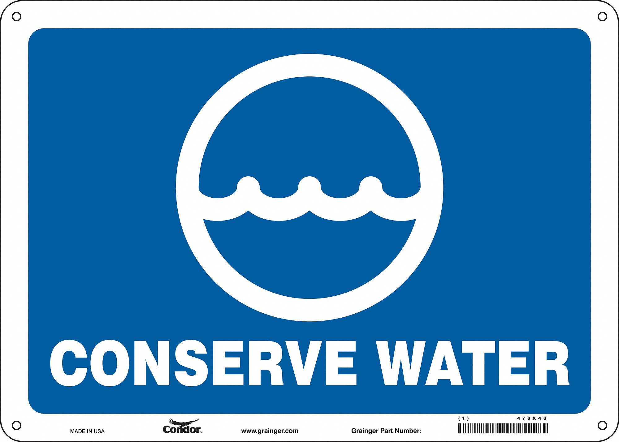 Safety Sign: Aluminum, Mounting Holes Sign Mounting, 10 in x 14 in Nominal Sign Size, 0.032 in Thick