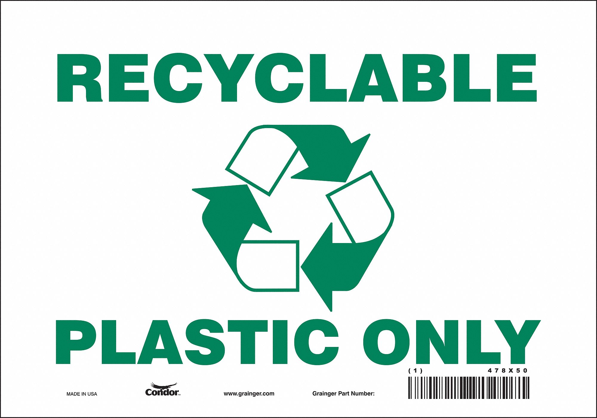 Safety Sign: Vinyl, Adhesive Sign Mounting, 7 in x 10 in Nominal Sign Size, Not Retroreflective