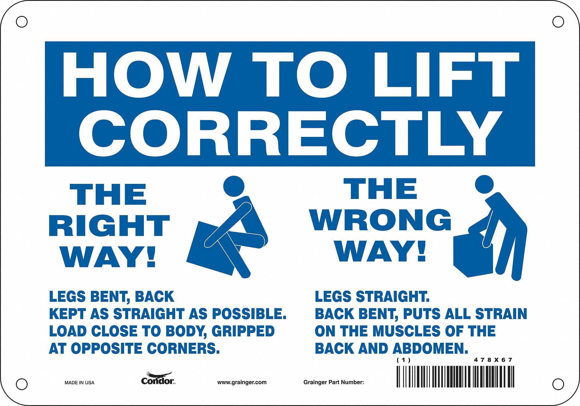 Safety Sign: Aluminum, Mounting Holes Sign Mounting, 7 in x 10 in Nominal Sign Size, 0.032 in Thick