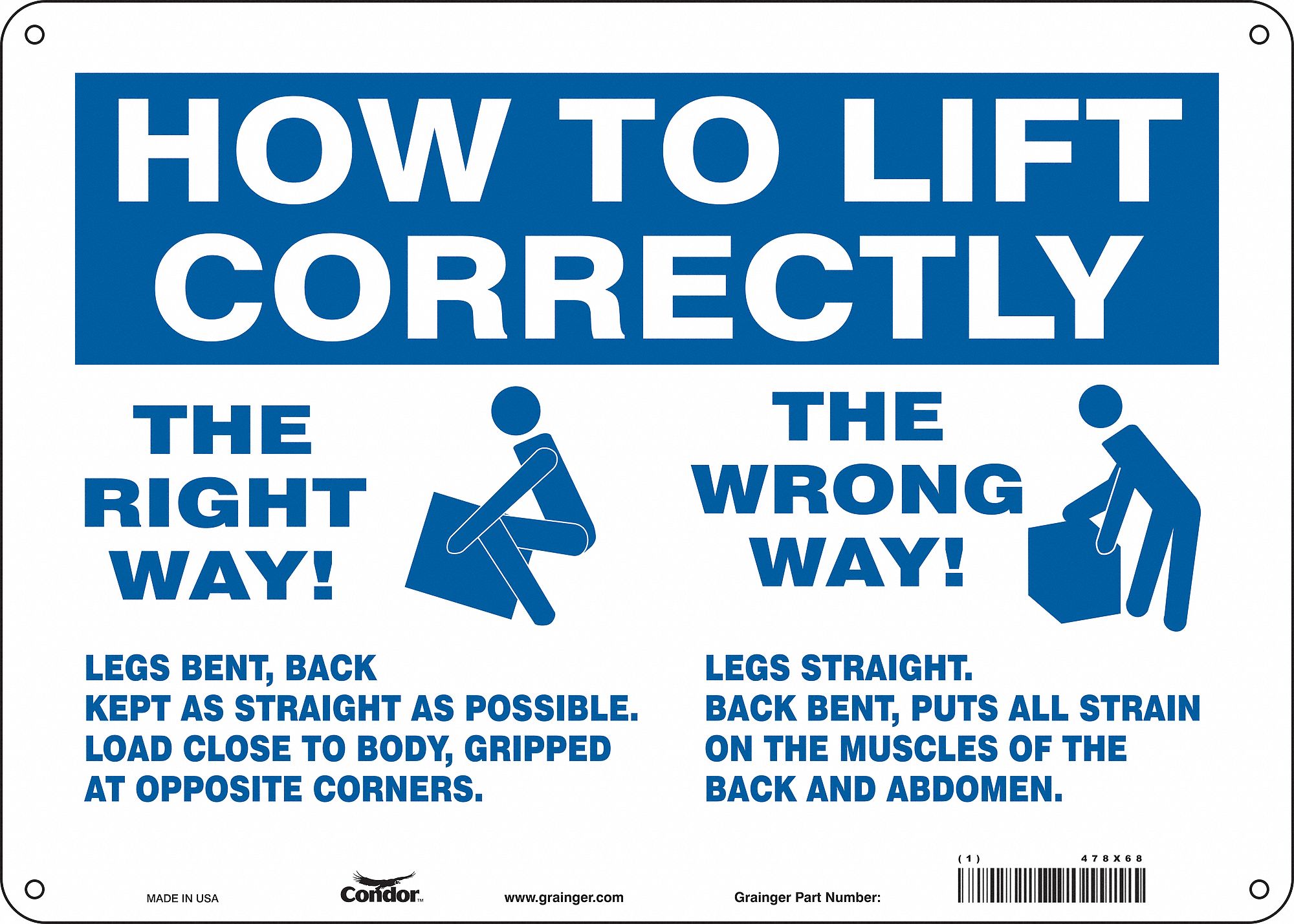 Safety Sign: Aluminum, Mounting Holes Sign Mounting, 10 in x 14 in Nominal Sign Size, 0.032 in Thick