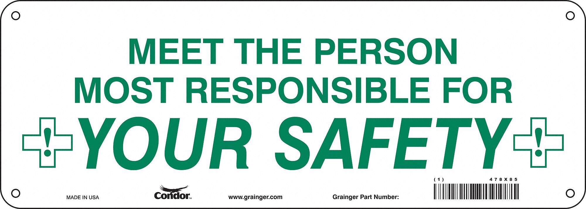 Safety Sign, 5 in x 14 in, Vinyl