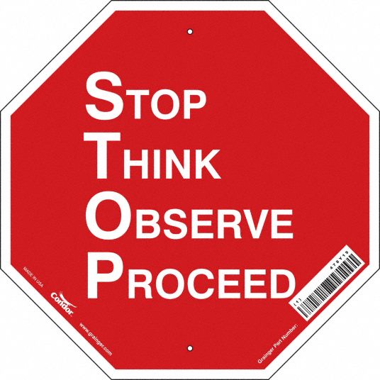 CONDOR Safety Sign, Sign Format Other Format, Stop Think Observe ...