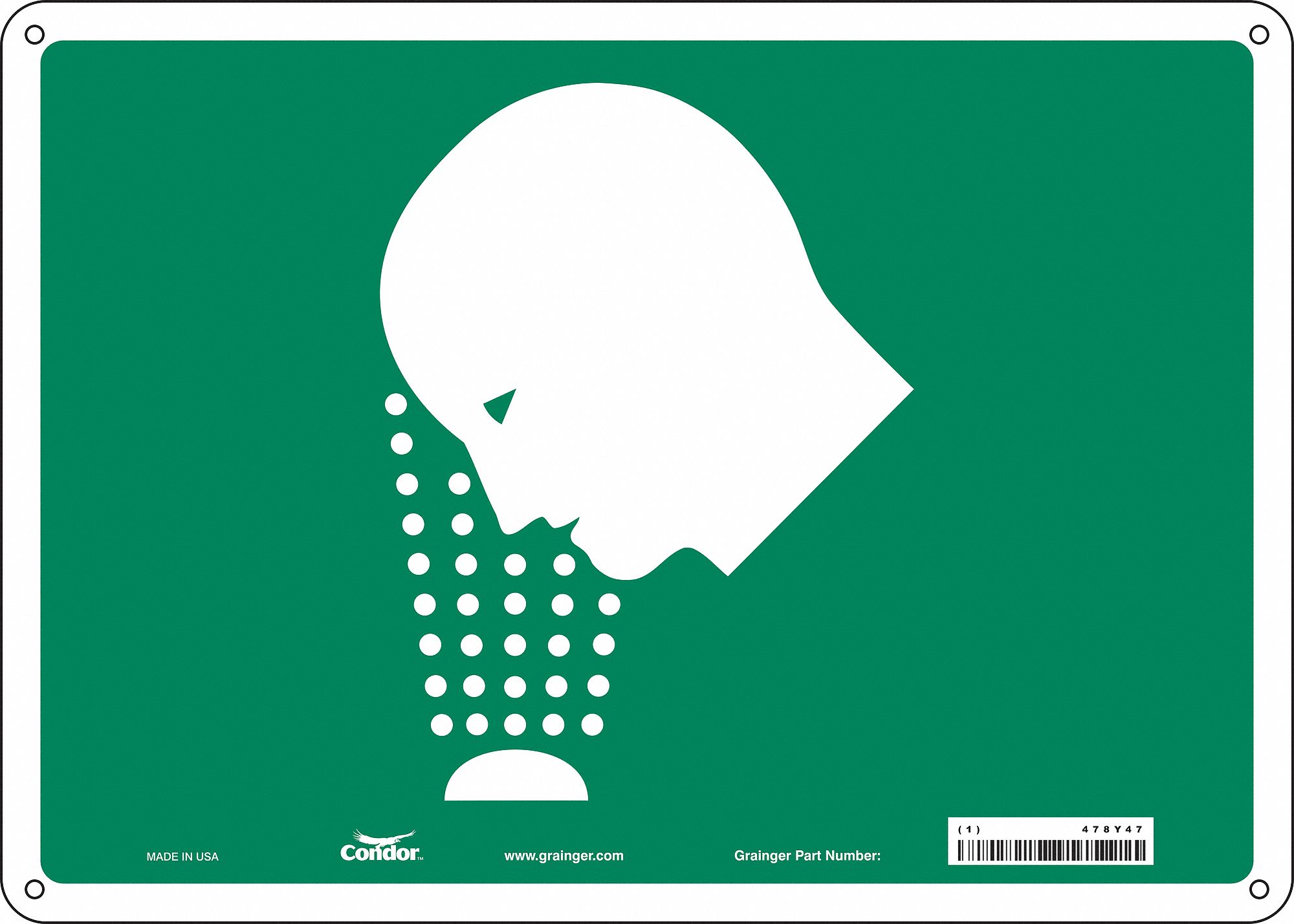 Safety Sign: Aluminum, Mounting Holes Sign Mounting, 10 in x 14 in Nominal Sign Size, 0.032 in Thick