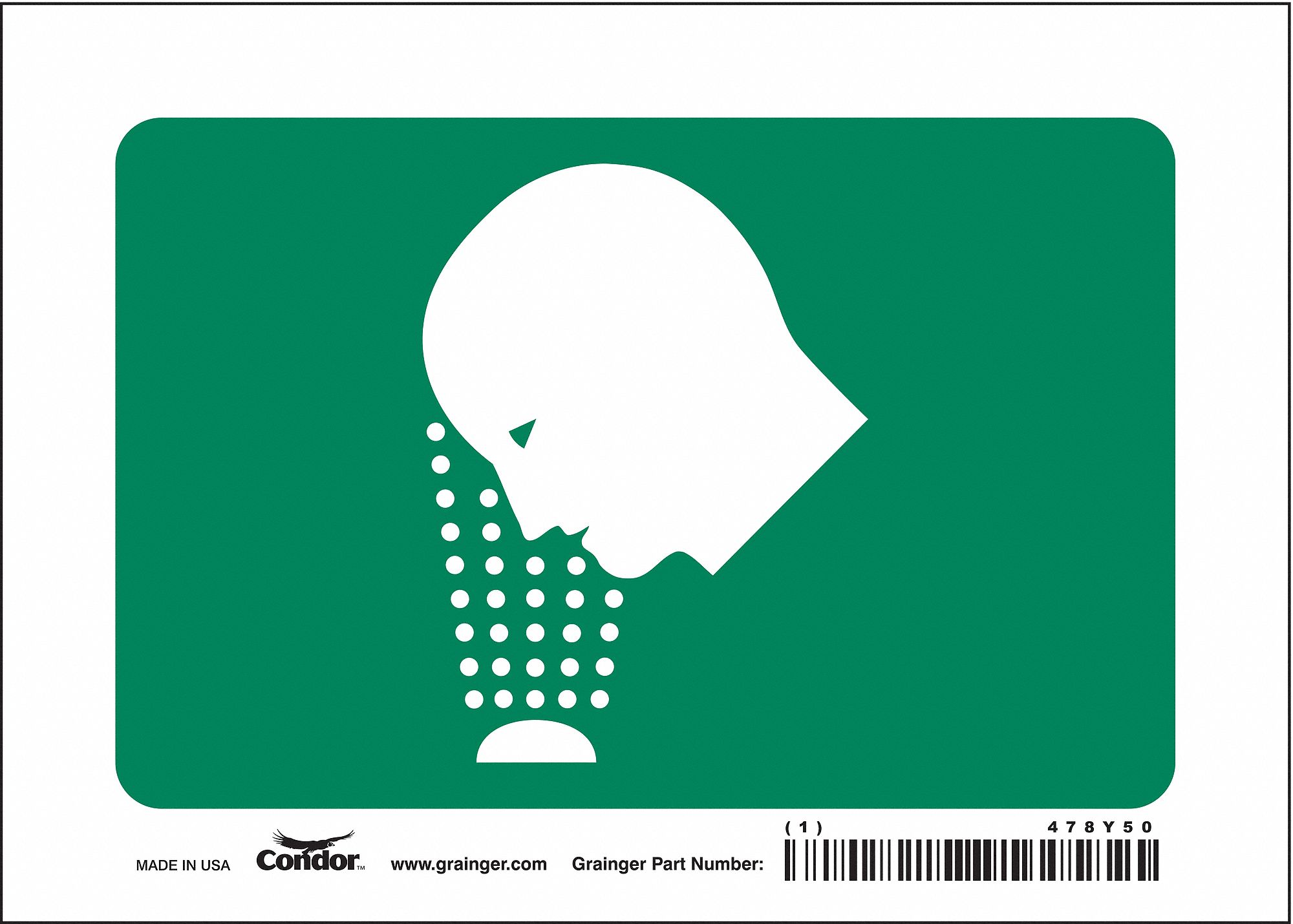 Safety Sign: Vinyl, Adhesive Sign Mounting, 5 in x 7 in Nominal Sign Size, Not Retroreflective