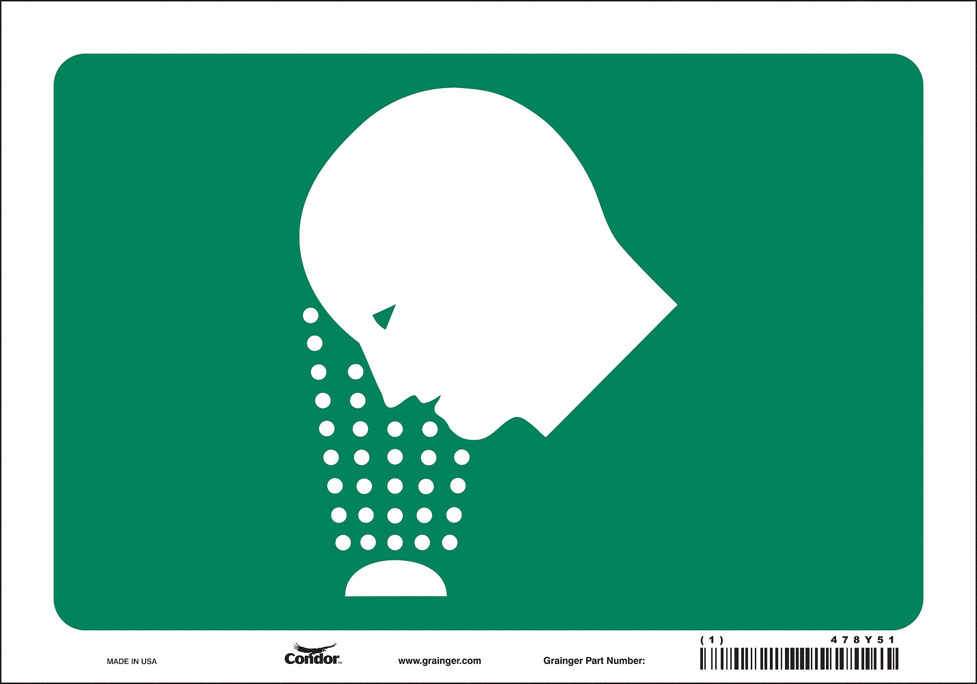 Safety Sign: Vinyl, Adhesive Sign Mounting, 7 in x 10 in Nominal Sign Size, Not Retroreflective