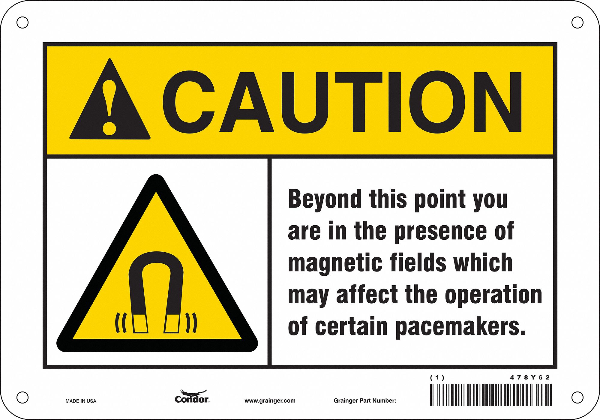 Safety Sign: Polyethylene, Mounting Holes Sign Mounting, 7 in x 10 in Nominal Sign Size