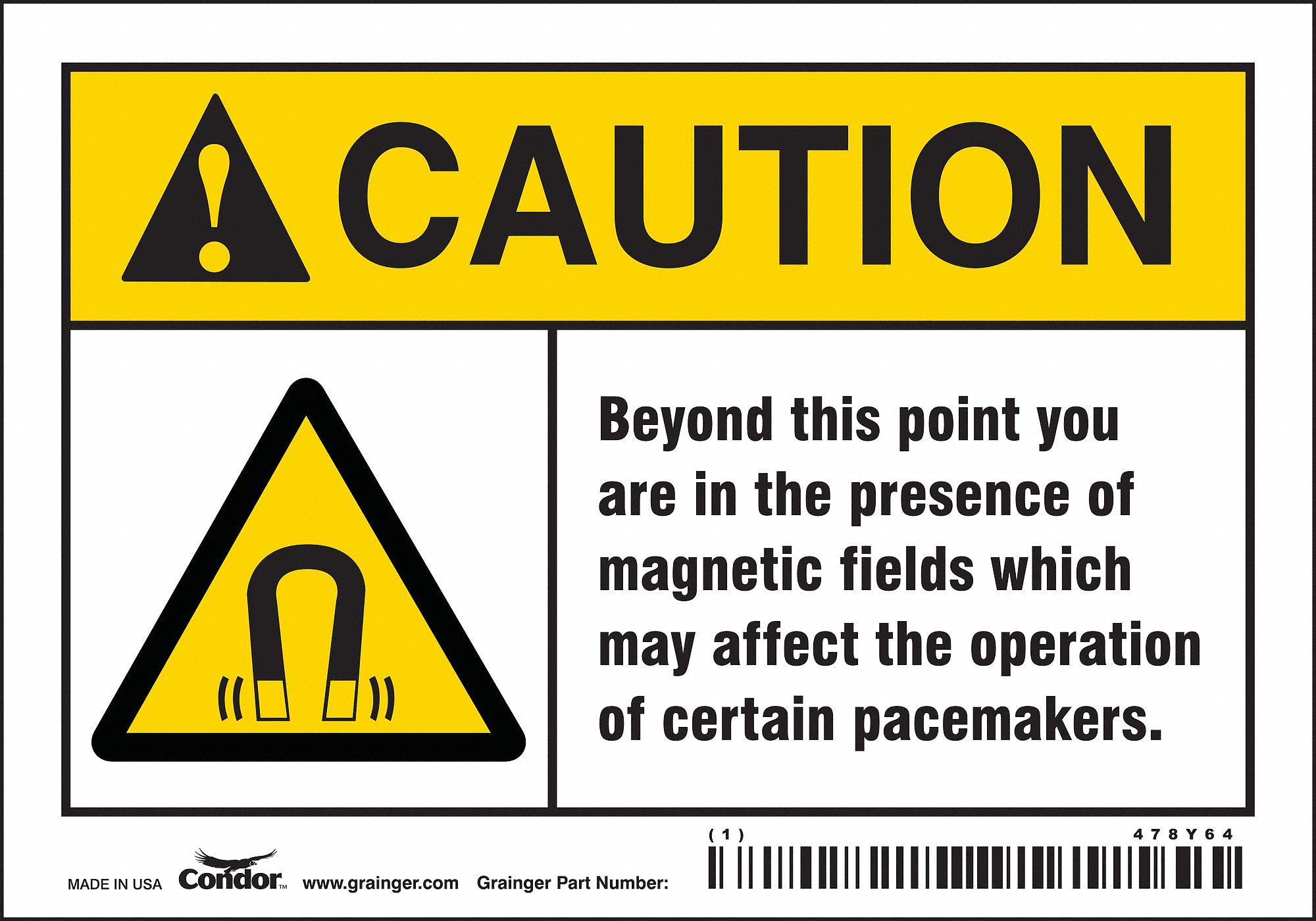 Safety Sign: Vinyl, Adhesive Sign Mounting, 3 1/2 in x 5 in Nominal Sign Size, Not Retroreflective