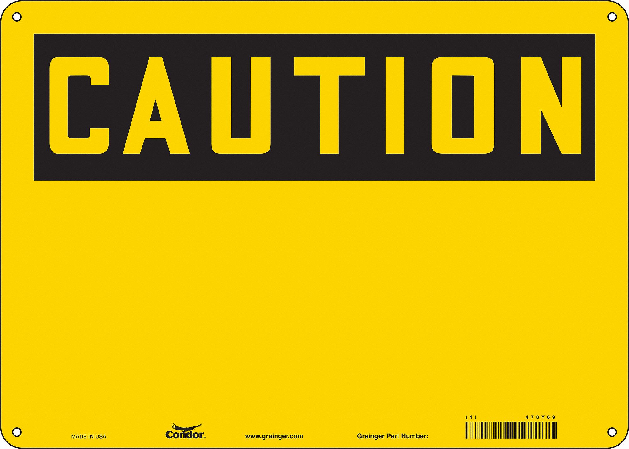 Safety Sign: Aluminum, Mounting Holes Sign Mounting, 10 in x 14 in Nominal Sign Size, 0.032 in Thick
