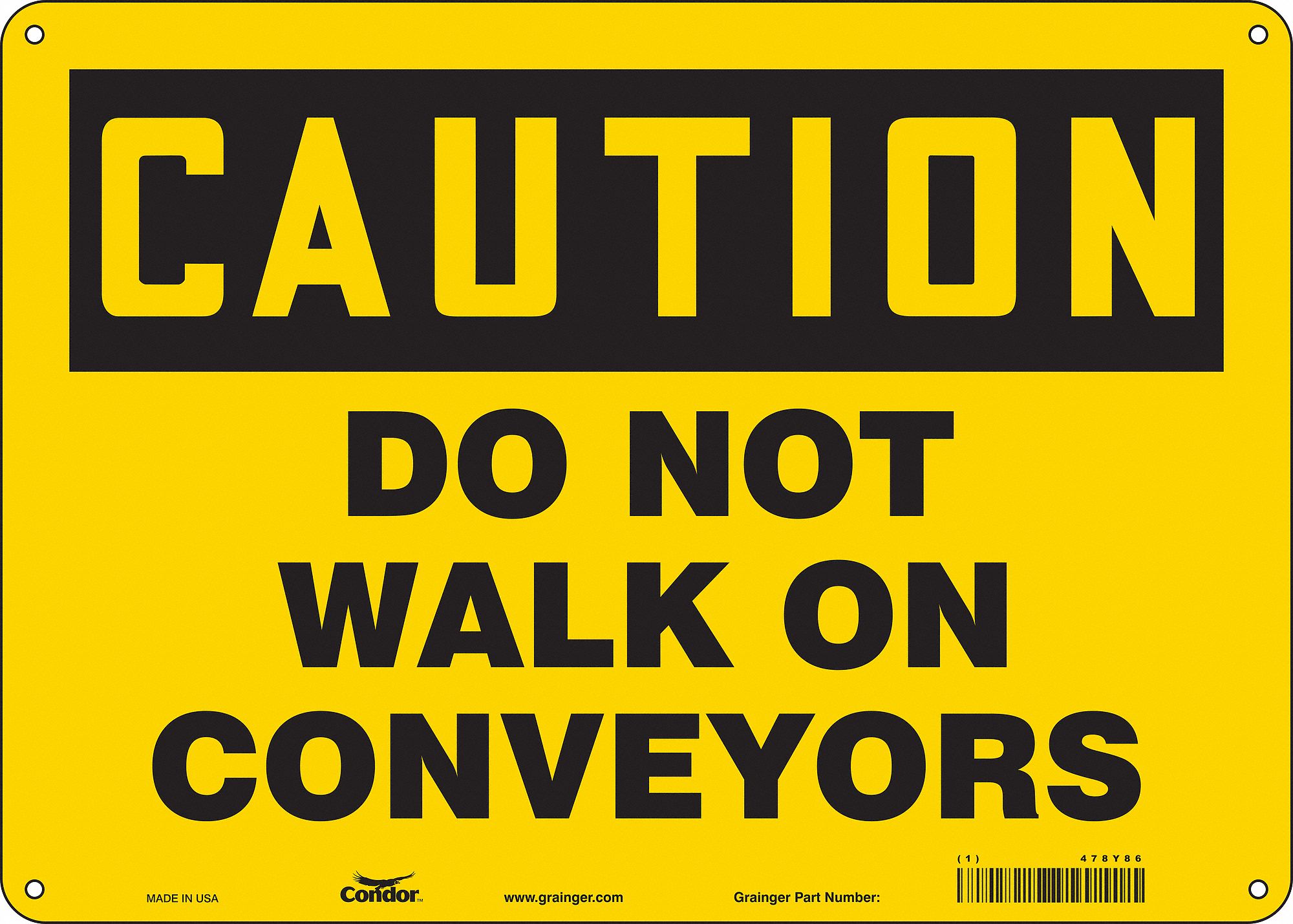 Safety Sign: Polyethylene, Mounting Holes Sign Mounting, 10 in x 14 in Nominal Sign Size, Caution