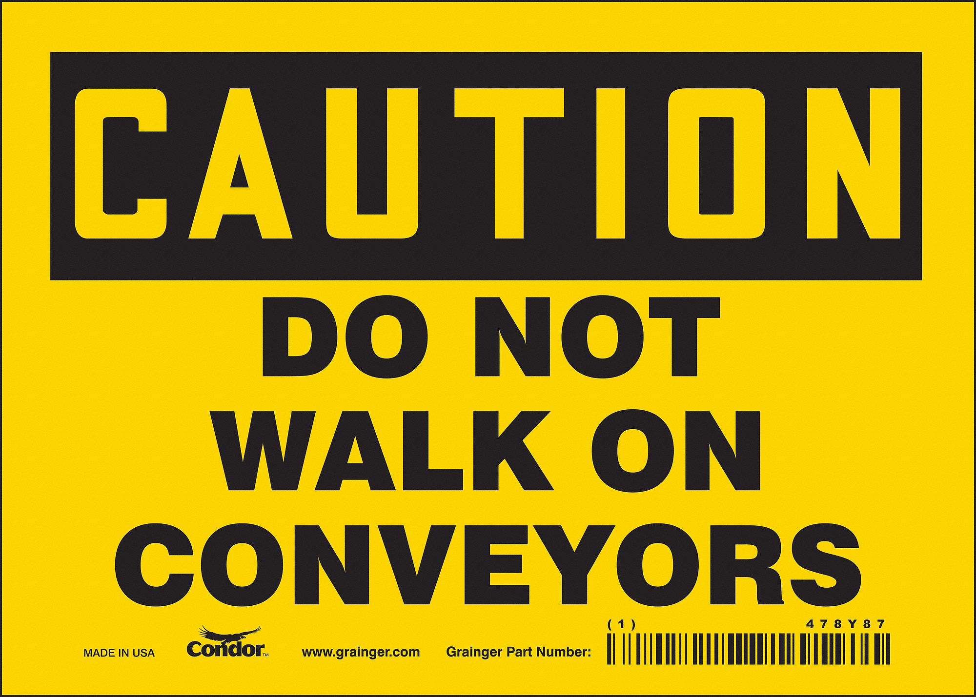 Safety Sign: Vinyl, Adhesive Sign Mounting, 5 in x 7 in Nominal Sign Size, Not Retroreflective, Wall