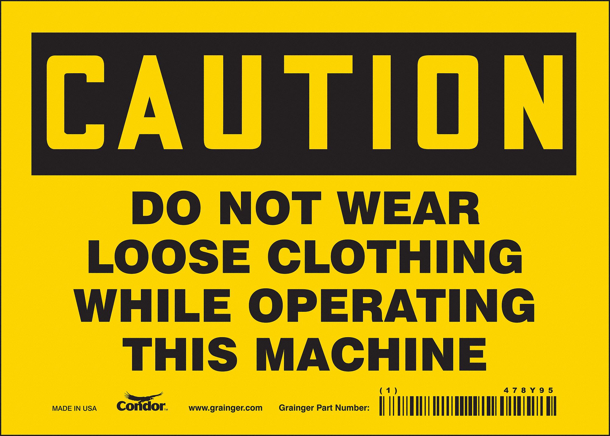 Safety Sign: Vinyl, Adhesive Sign Mounting, 5 in x 7 in Nominal Sign Size, Not Retroreflective