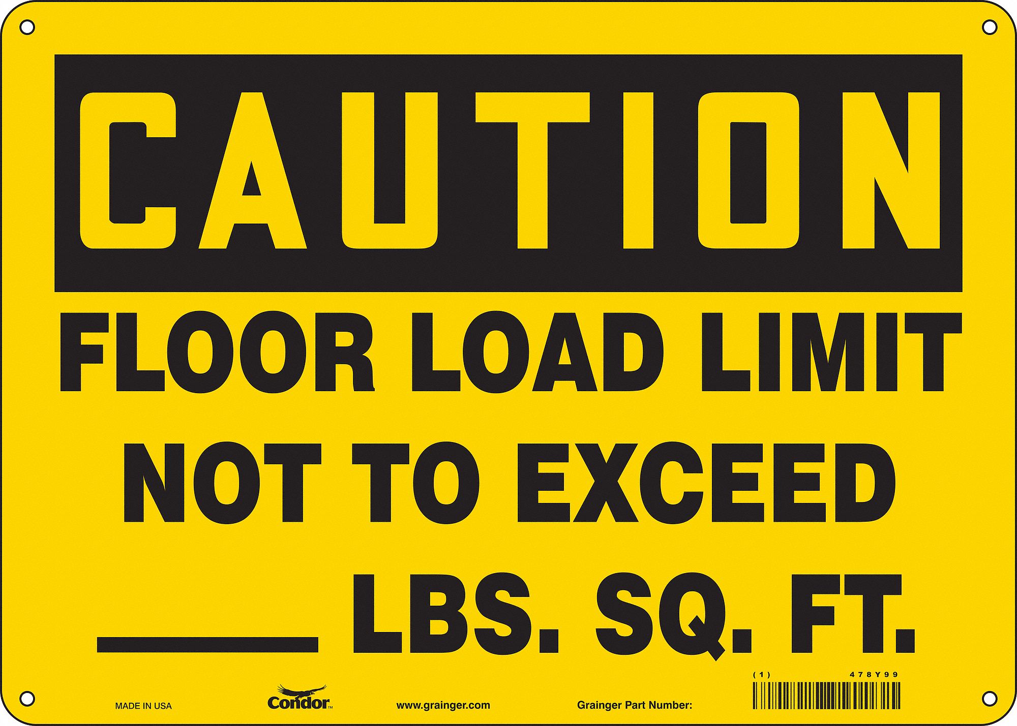 Safety Sign: Aluminum, Mounting Holes Sign Mounting, 10 in x 14 in Nominal Sign Size, 0.032 in Thick