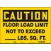 Caution: Floor Load Limit Not To Exceed ____Lbs. Sq. Ft. Signs